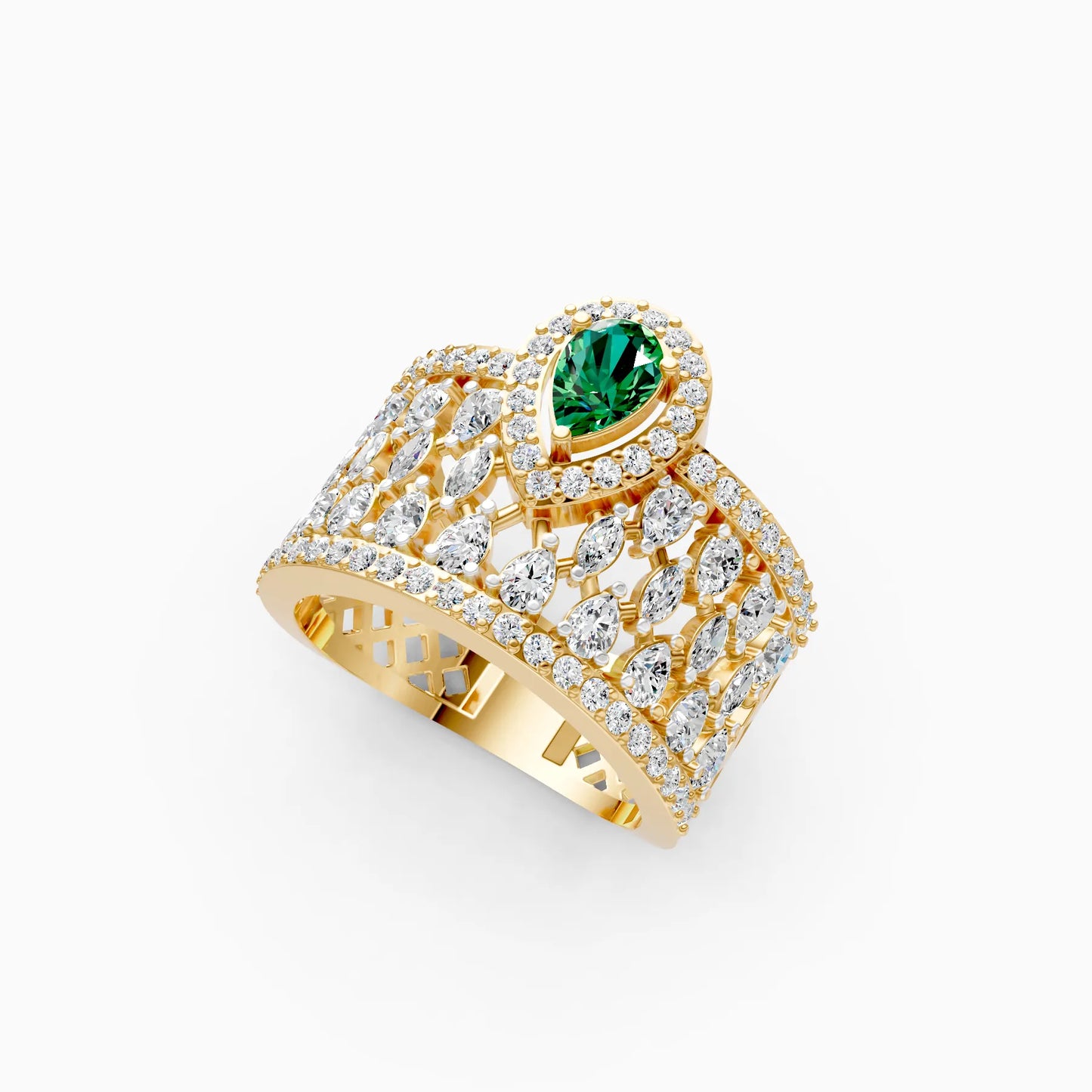 Pear Green Stone Lattice Ring
