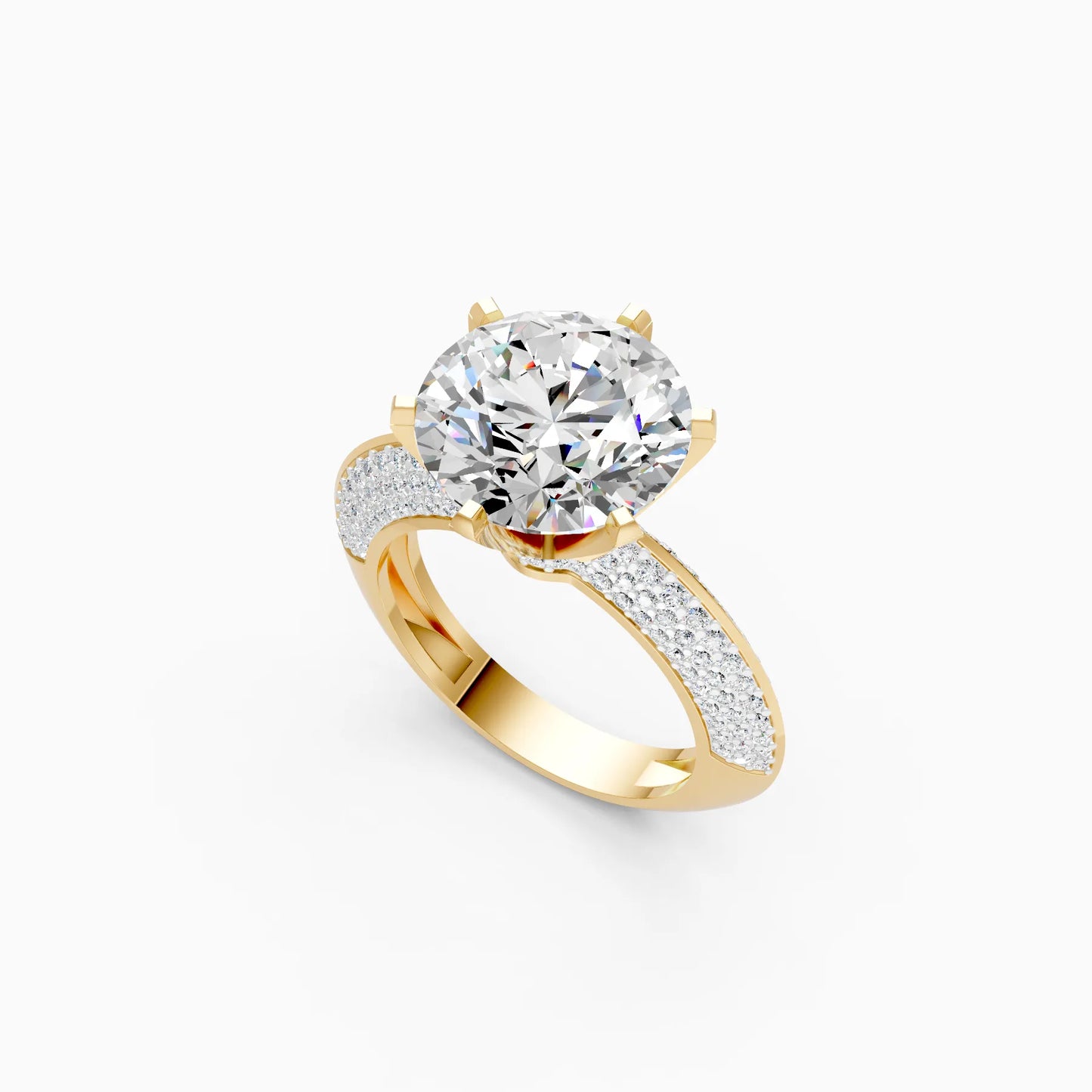 Round Solitaire Pavé Ring