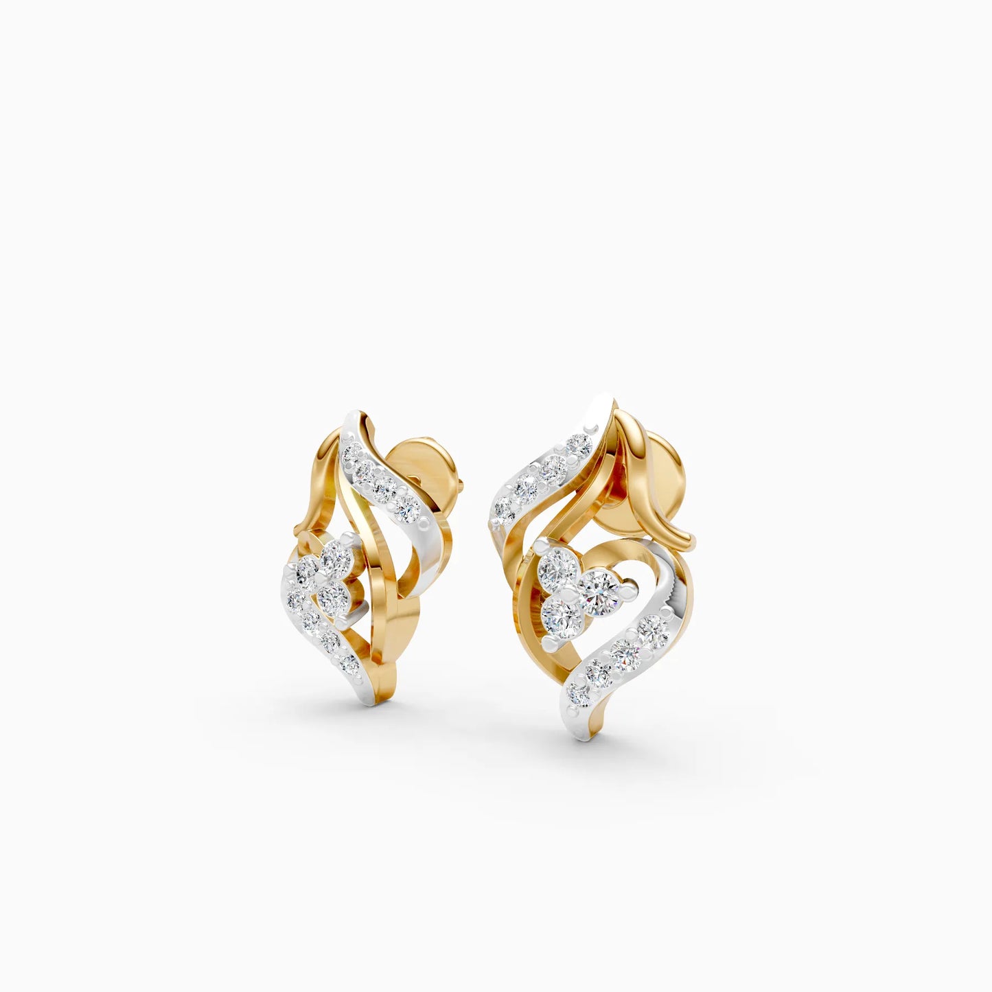 Floral Heart Swirl Stud Earrings