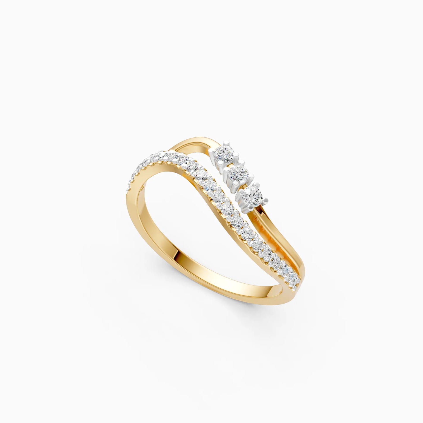 Double Row Ring with Centre Diamond Trio