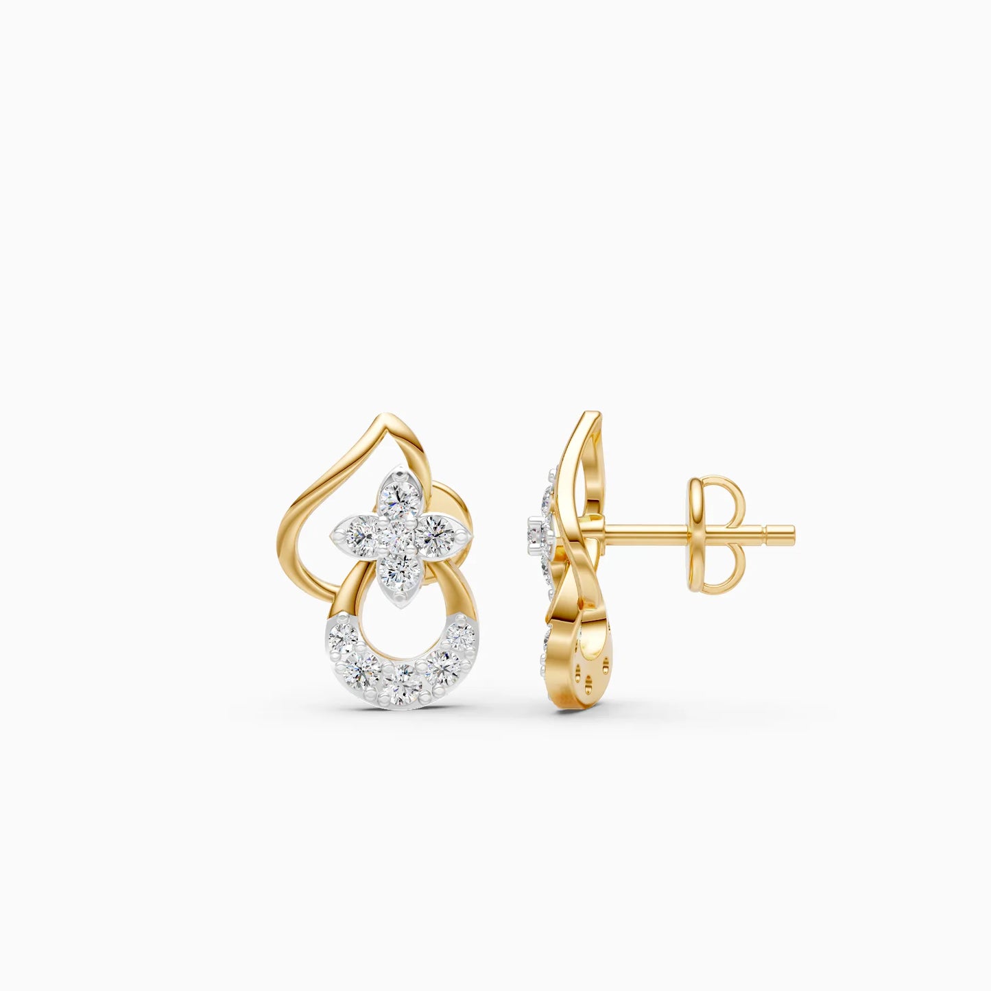 Floral Cluster Earrings with Open Teardrop Frame