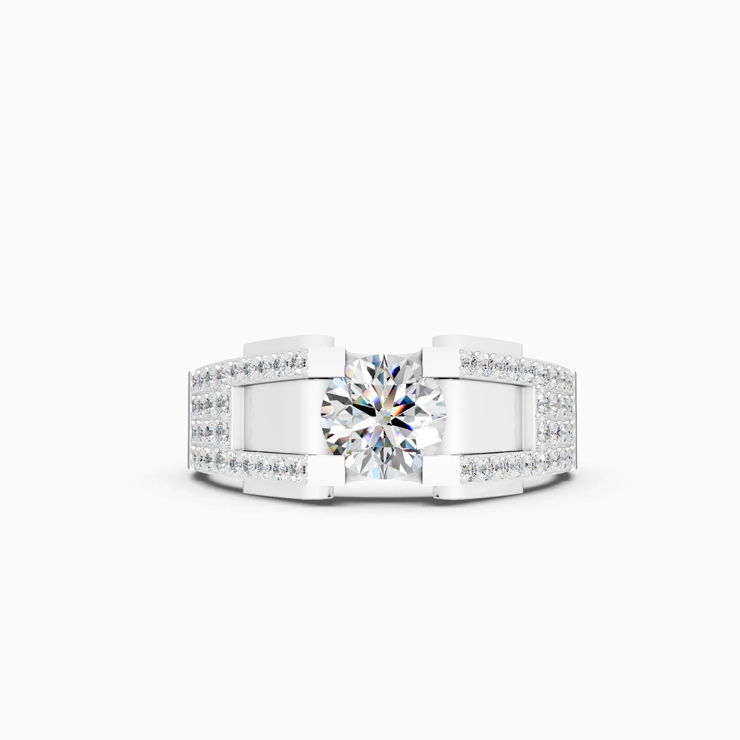 Two-Tone Geometric Band Ring