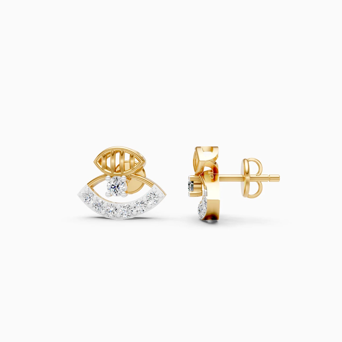 Evil Eye Leaf Accent Stud Earrings