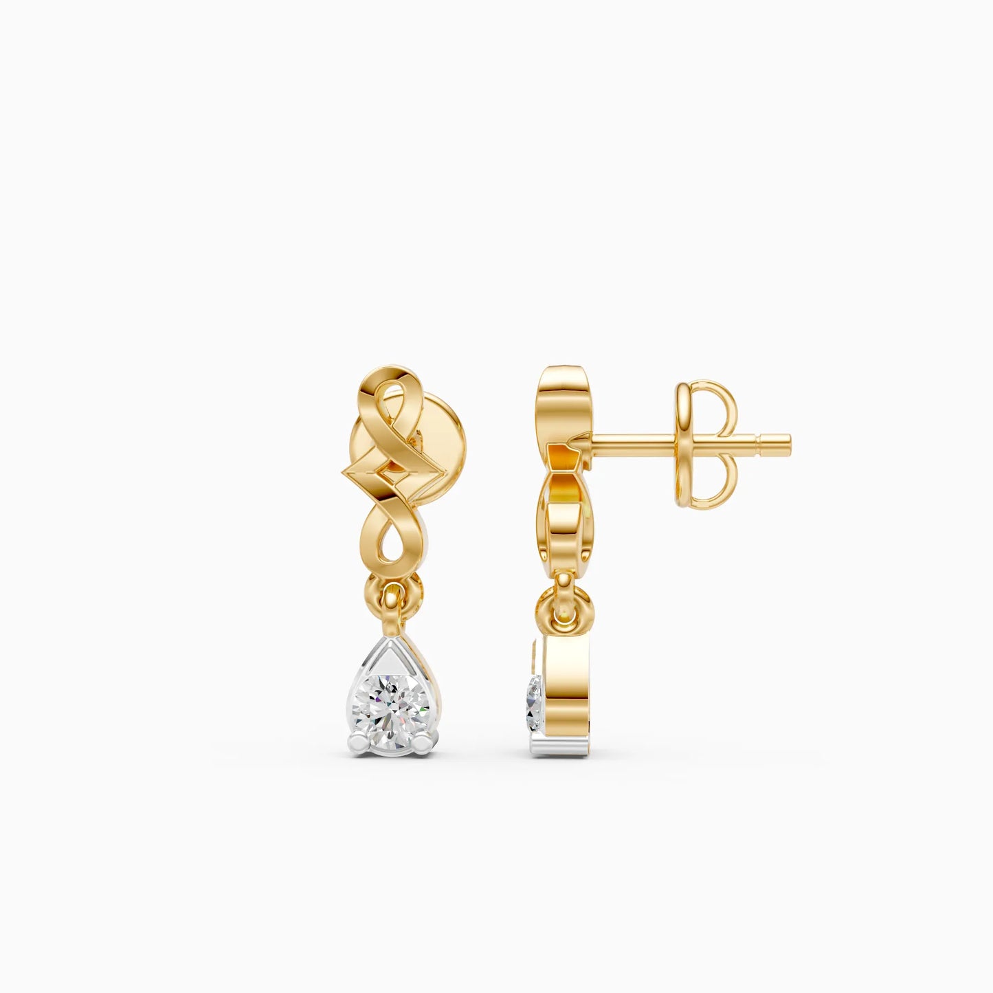Infinity Knot Pear Drop Diamond Earrings