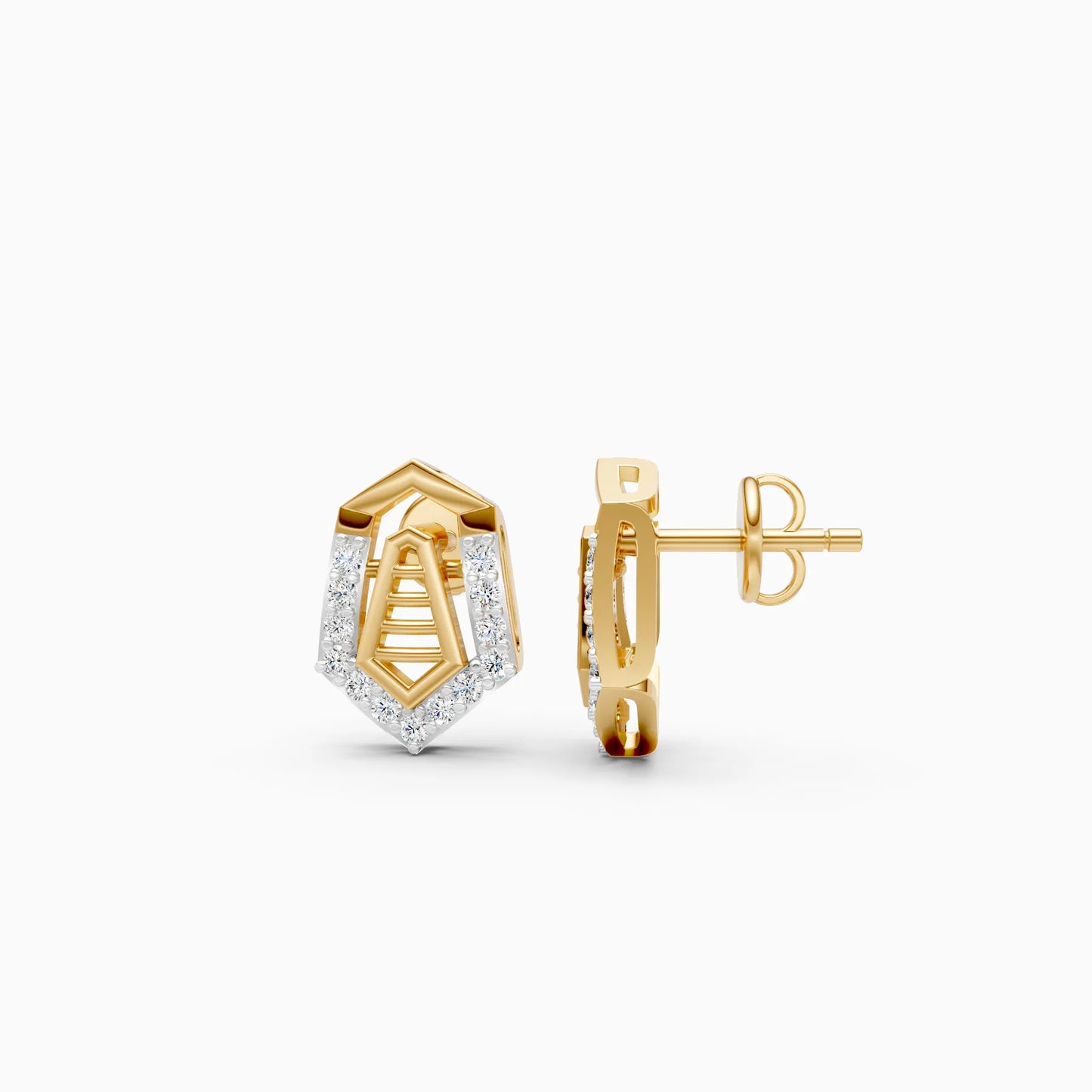 Geometric Shield Frame Stud Earrings