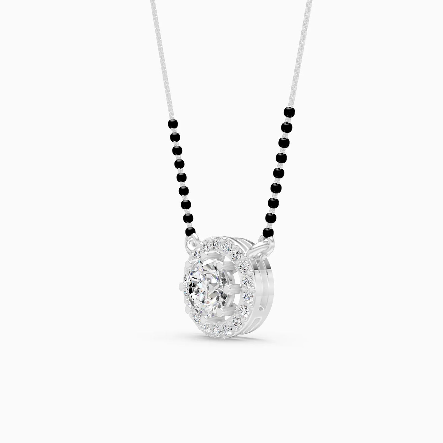 Round Halo Mangalsutra Pendant