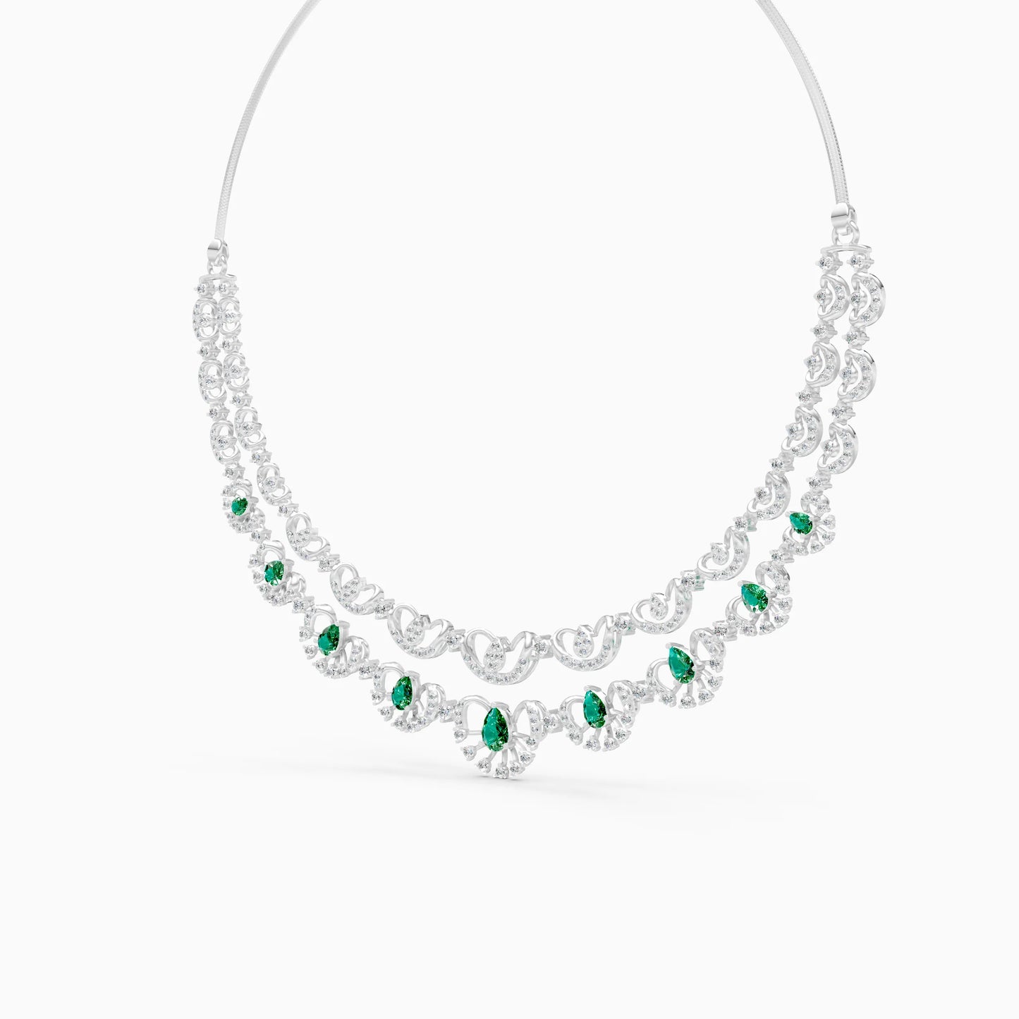 Pear Green Stone Scallop Necklace