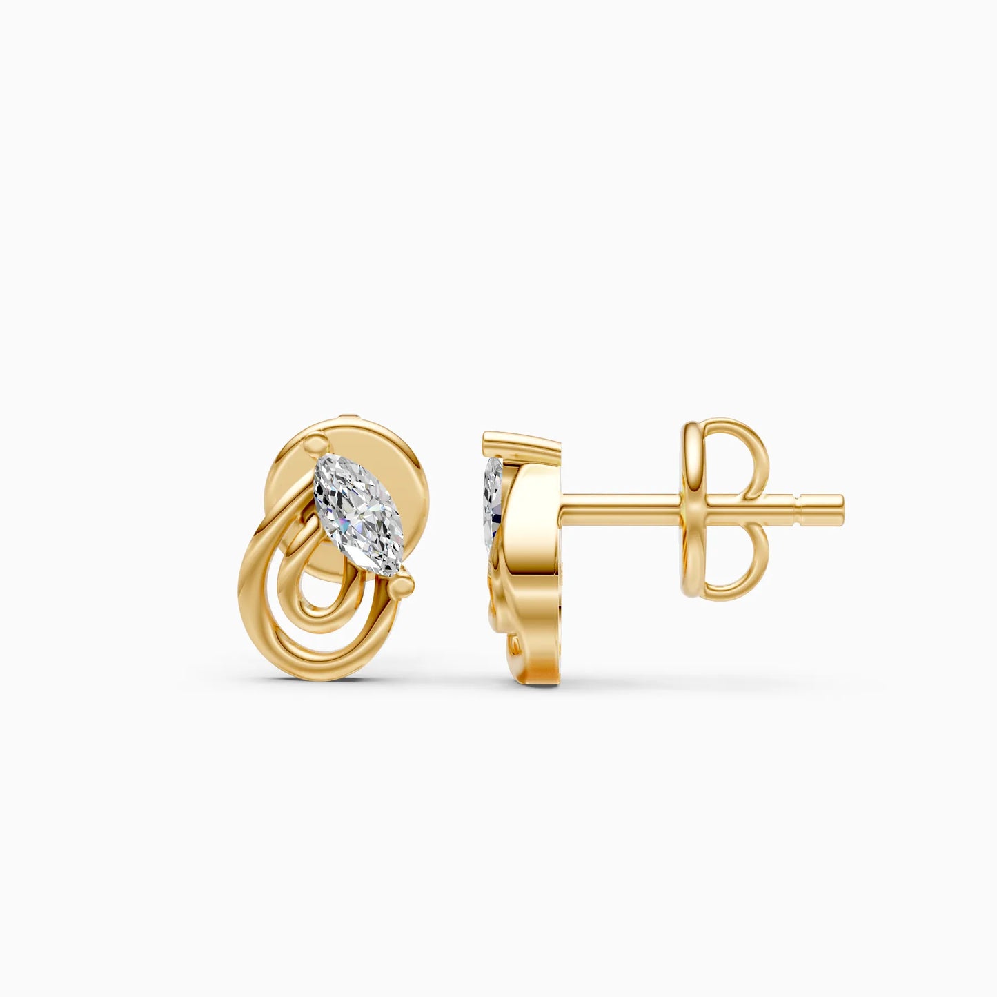 Knotted Loop Marquise Solitaire Stud Earrings