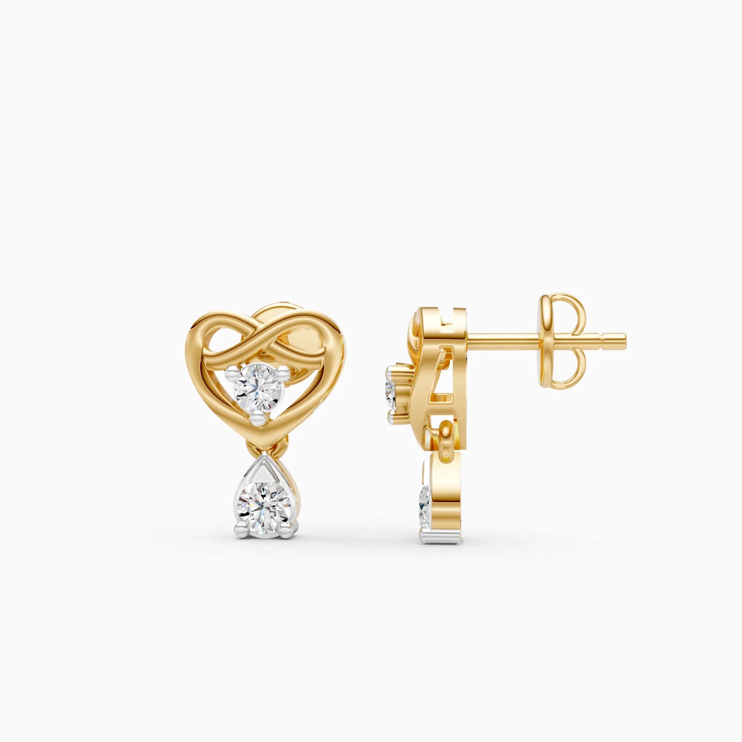 Infinity Heart Pear Drop Diamond Earrings