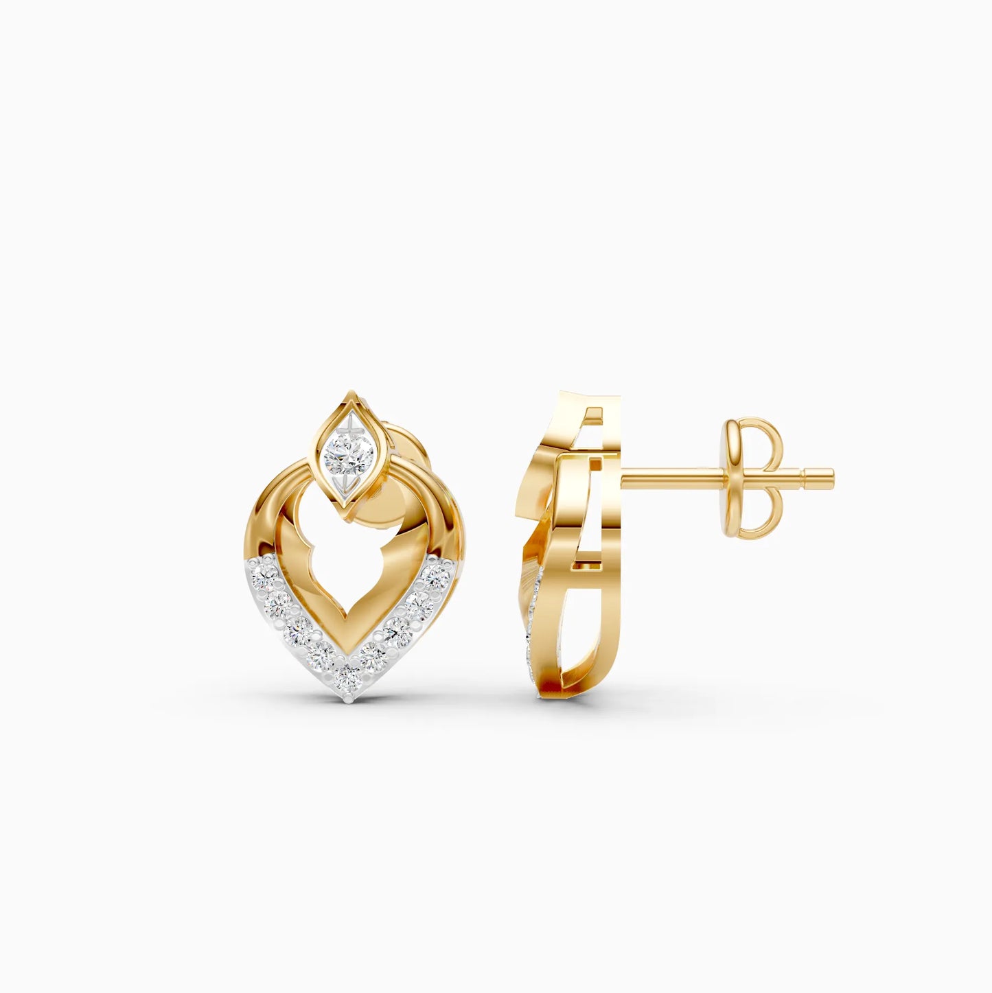 Flame Petal Diamond Stud Earrings