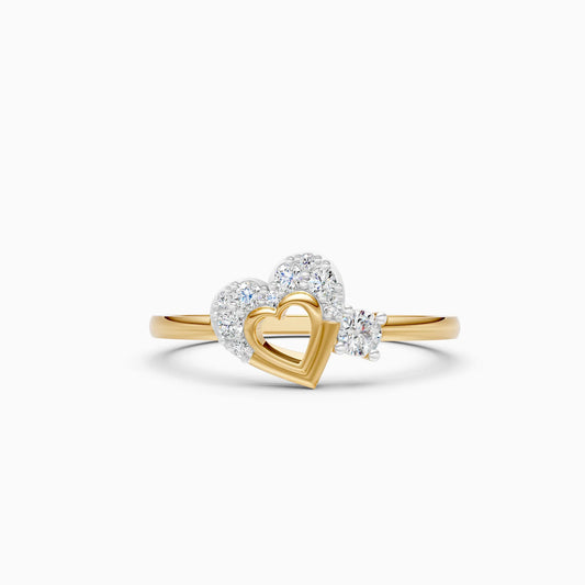 Diamond Ring with Open Gold Heart