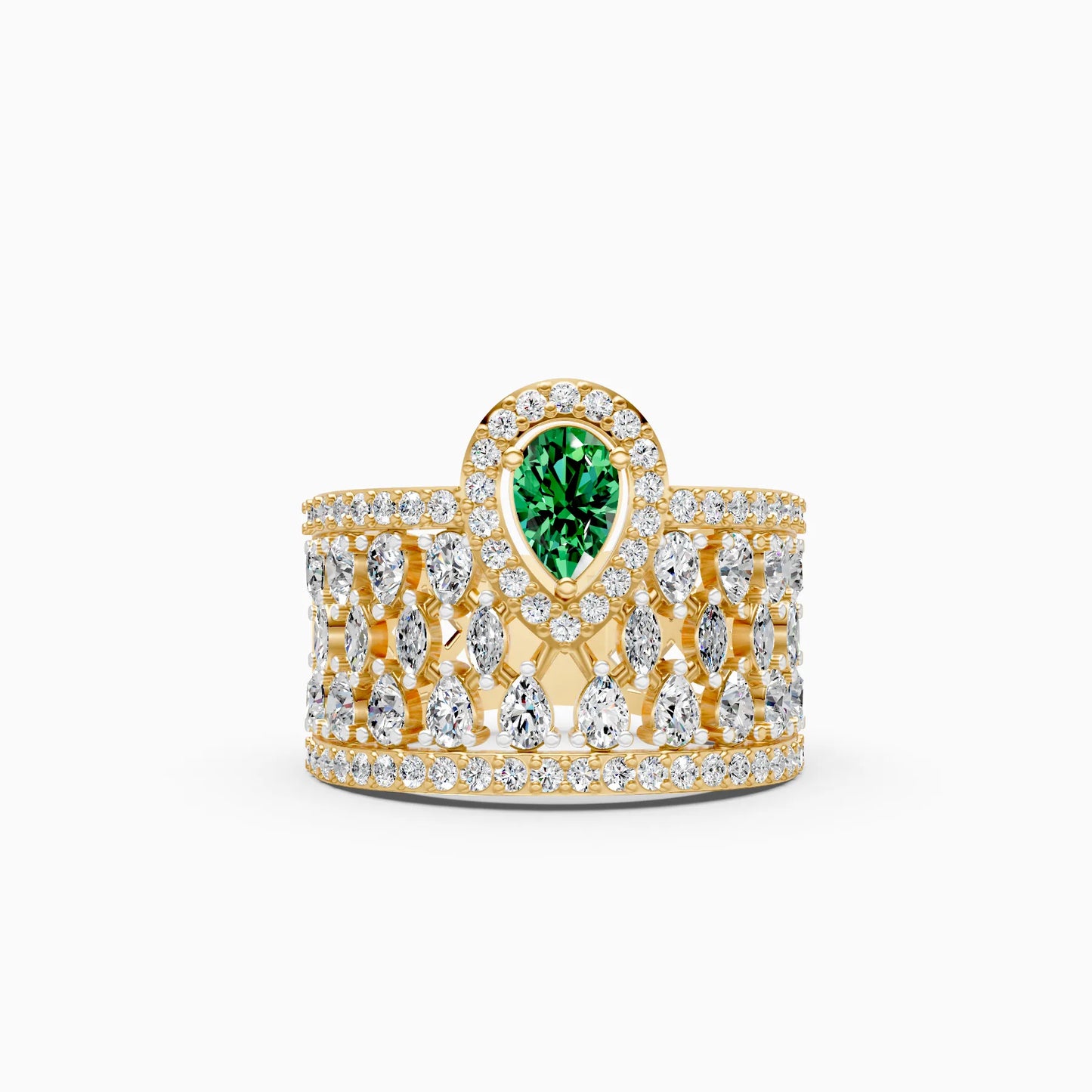 Pear Green Stone Lattice Ring