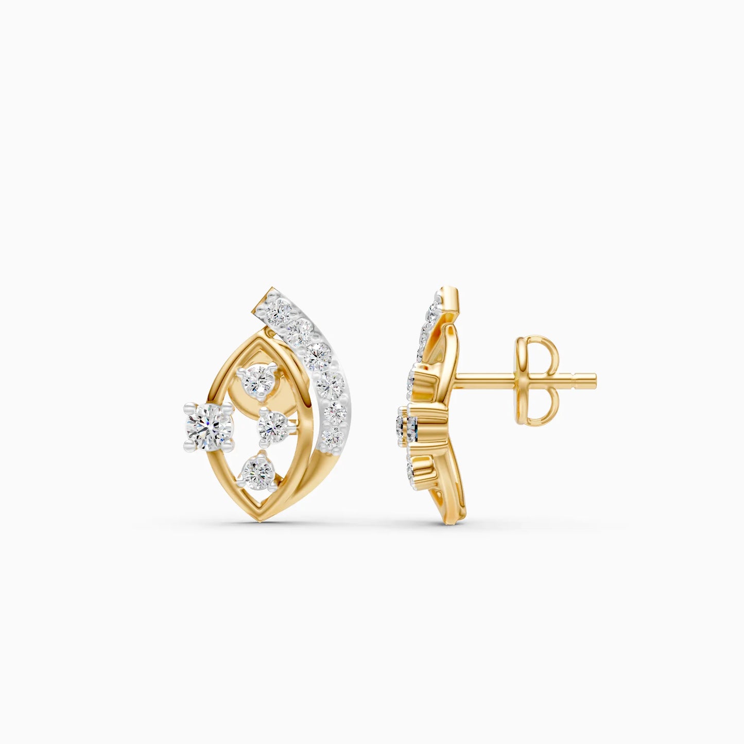 Marquise Frame Multi-Diamond Stud Earrings