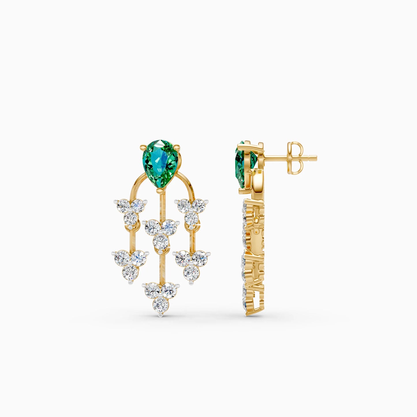 Pear Green Stone Chandelier Earrings