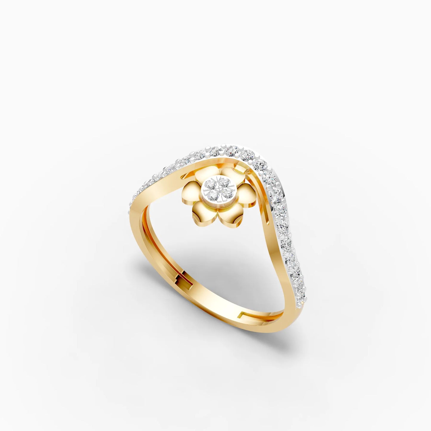 Floral Centre Pavé Arch Ring
