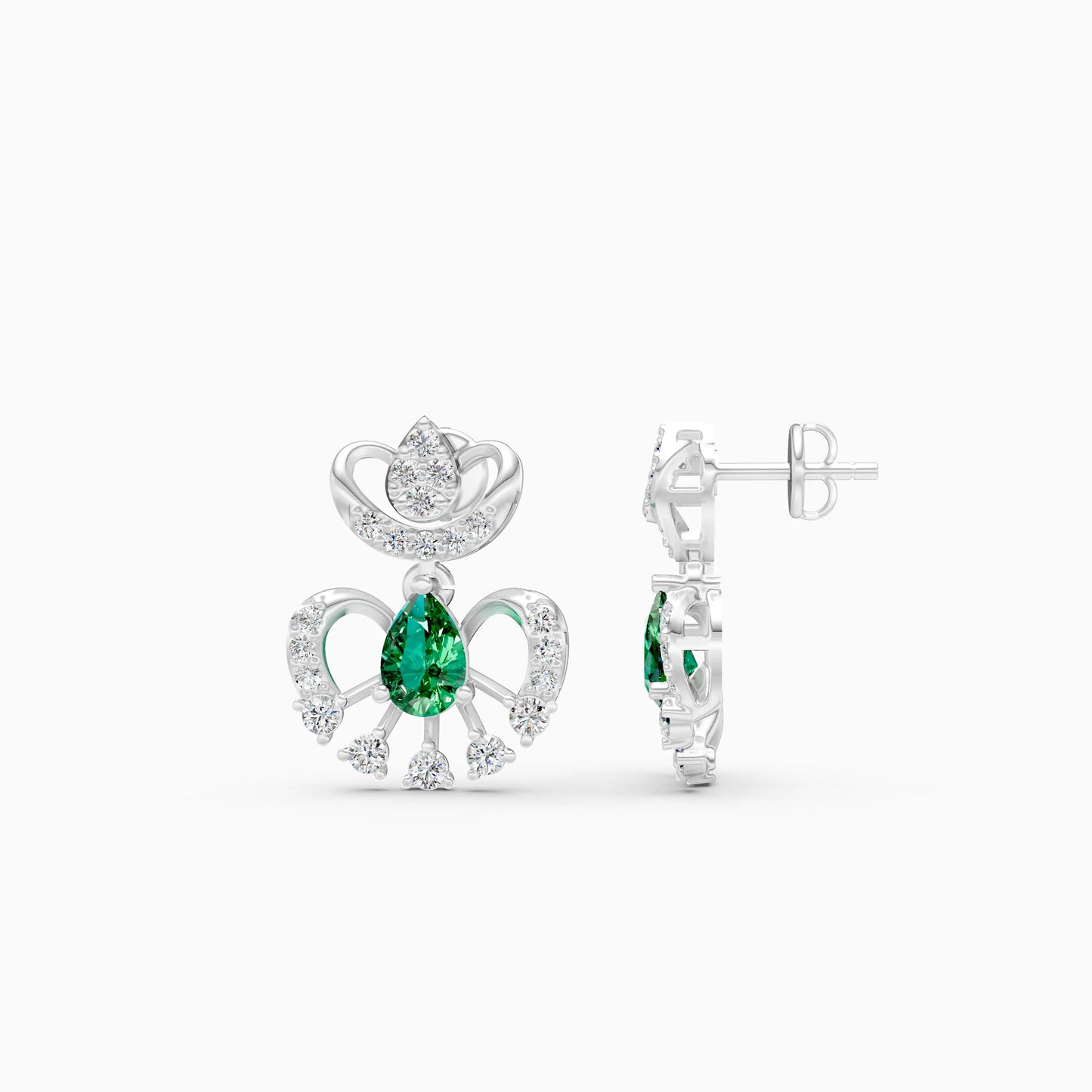 Pear Green Stone Fan Drop Earrings