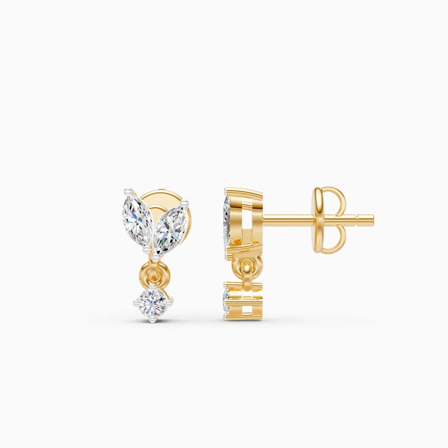Twin Marquise Drop Stud Earrings