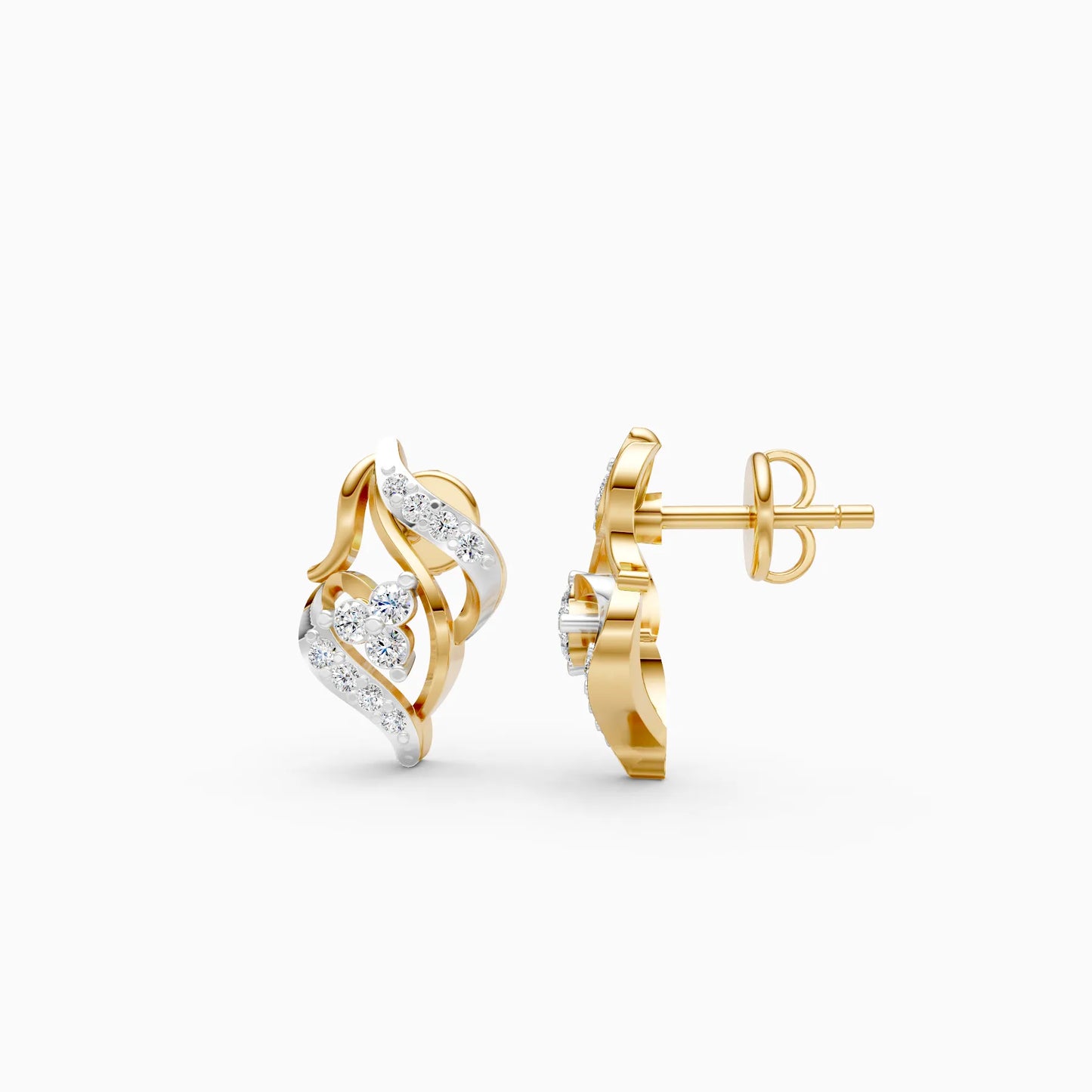 Floral Heart Swirl Stud Earrings