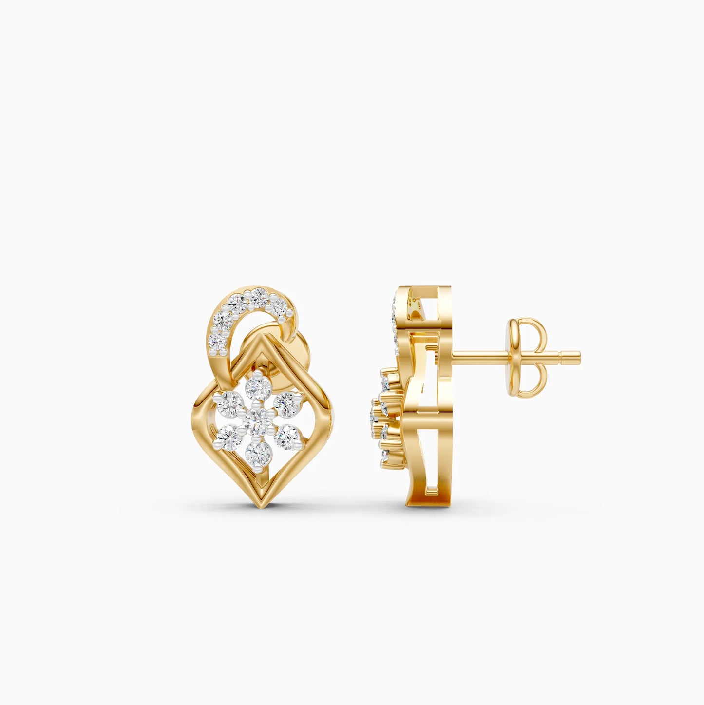 Kite Frame Floral Cluster Stud Earrings