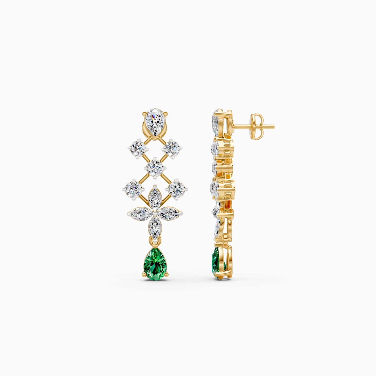 Diamond Trellis Green Stone Drops