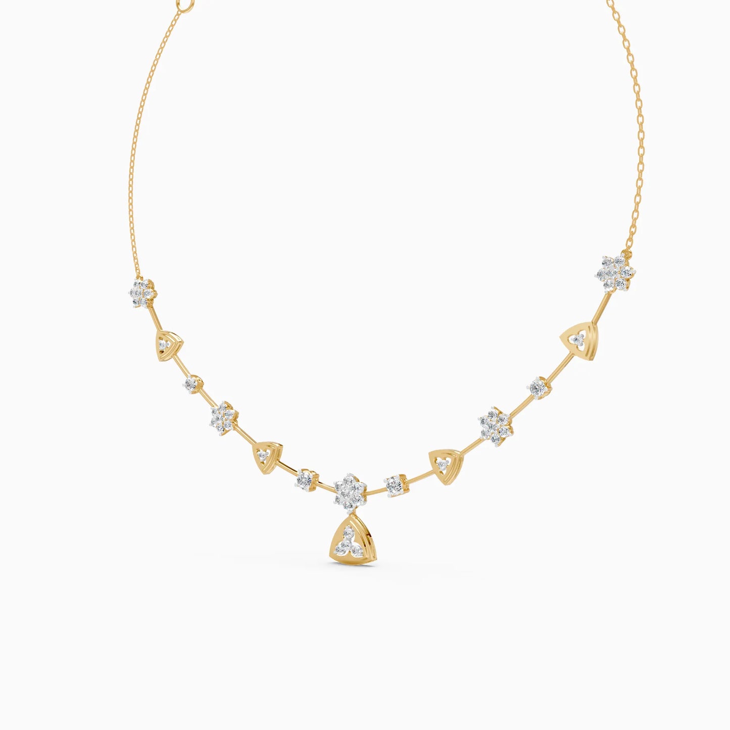 Floral Trillion Station Necklace