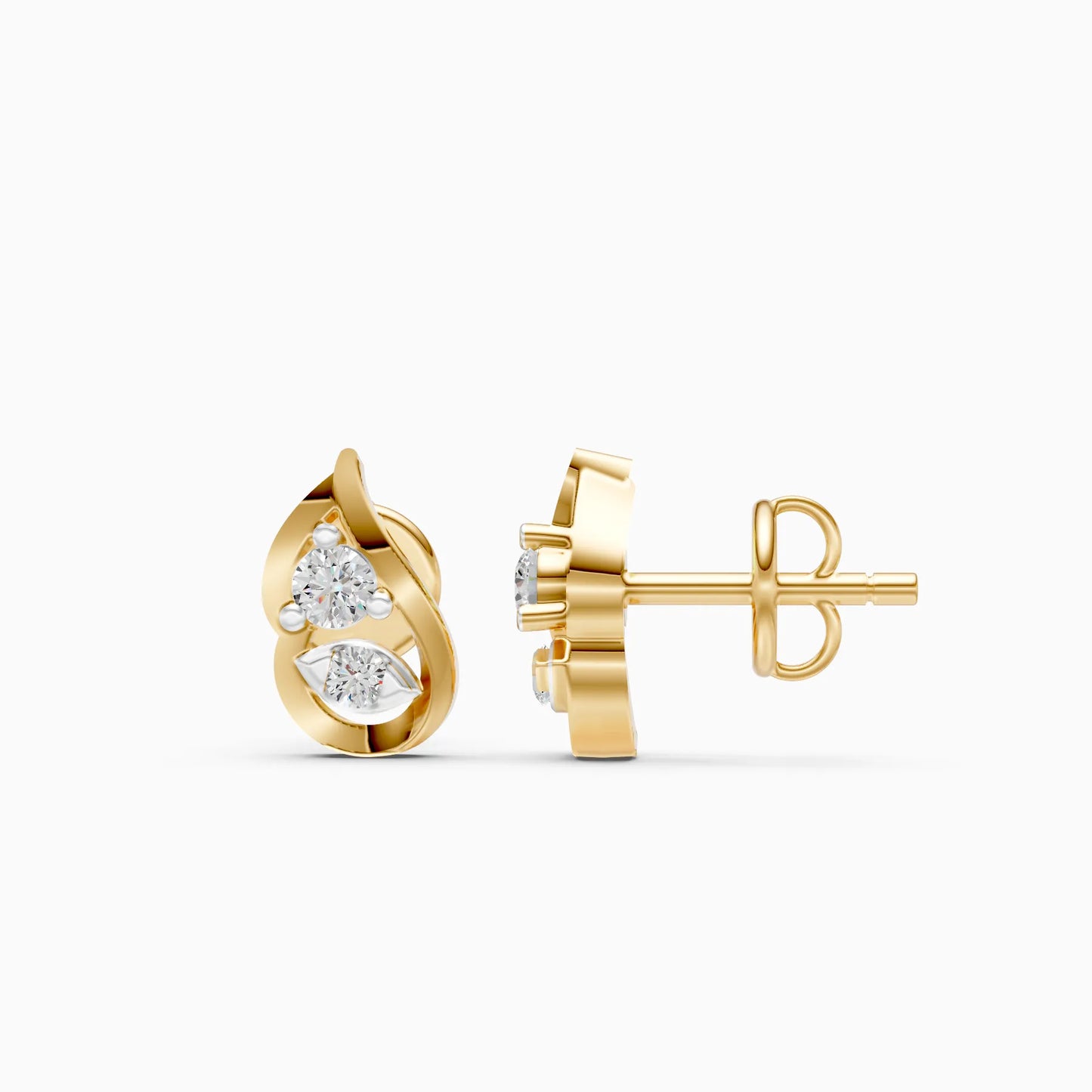Twist Duo Diamond Stud Earrings