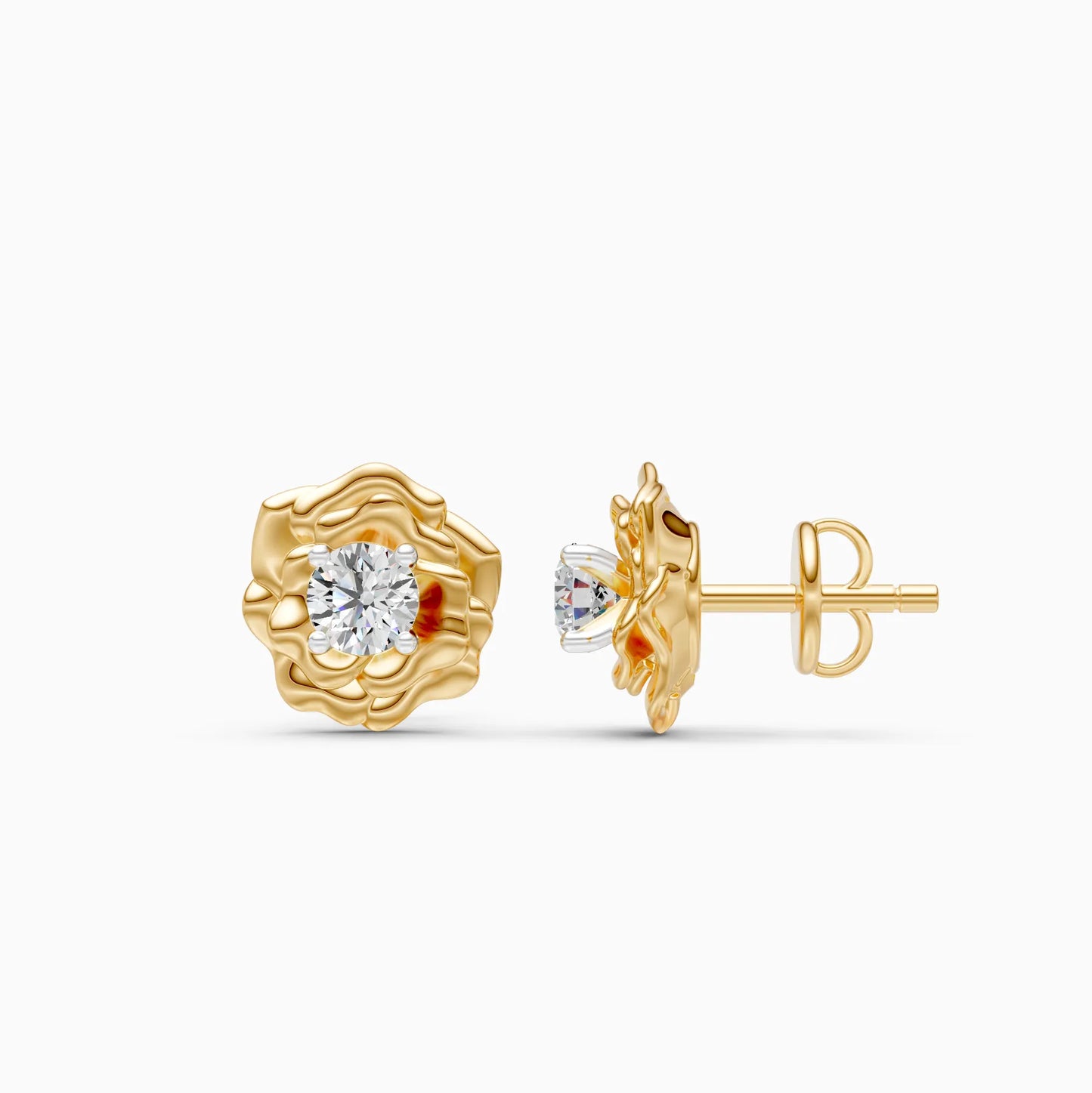 Blooming Rose Solitaire Stud Earrings