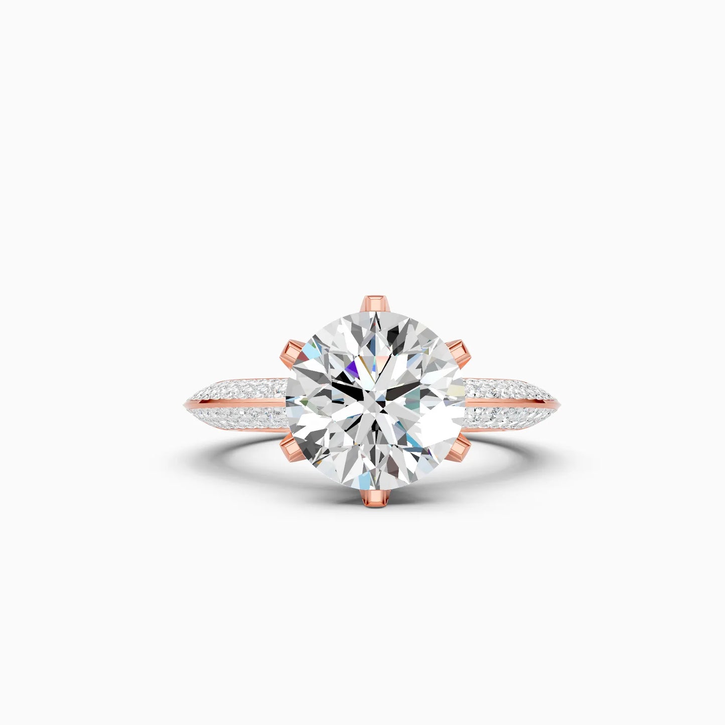 Round Solitaire Pavé Ring