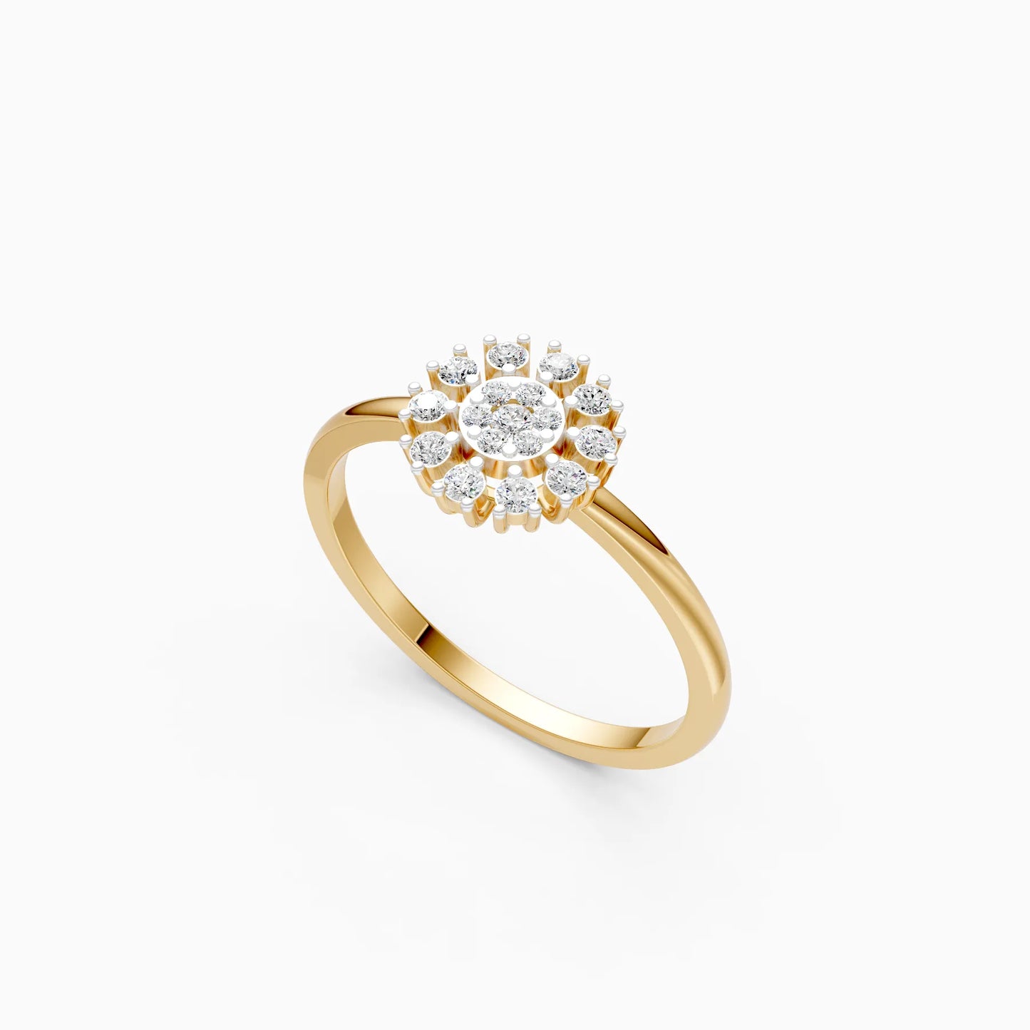Sunburst Diamond Halo Ring