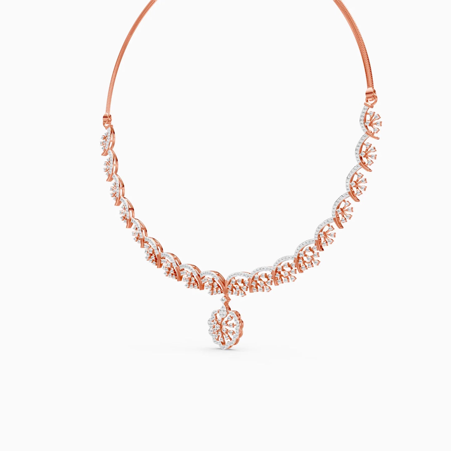 Diamond Fan Motif Necklace