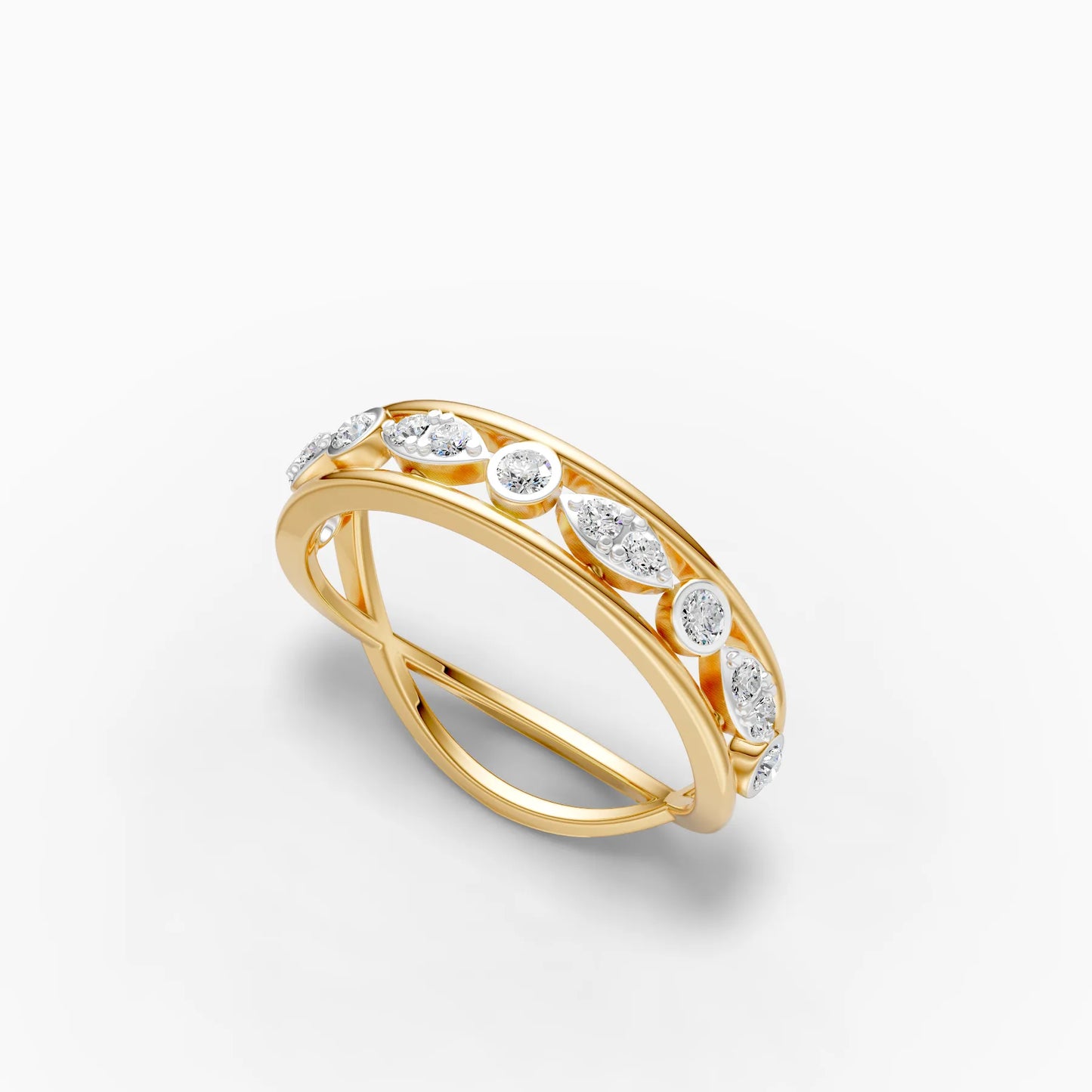 Alternating Marquise and Round Accent Band Ring