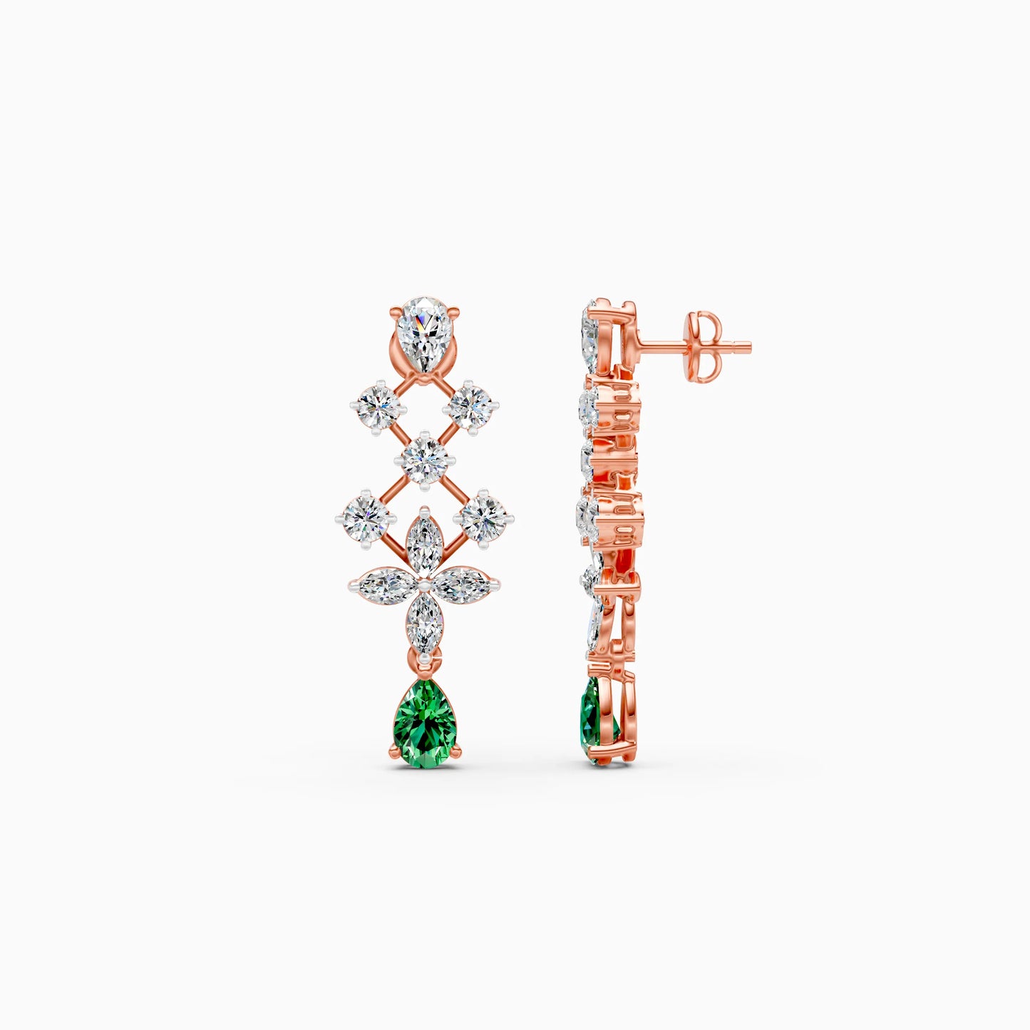 Diamond Trellis Green Stone Drops