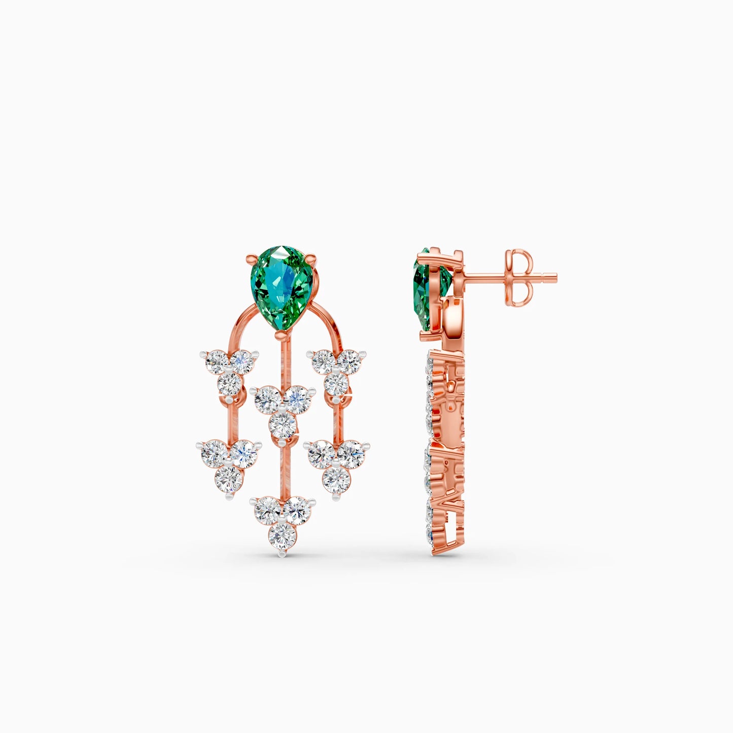 Pear Green Stone Chandelier Earrings