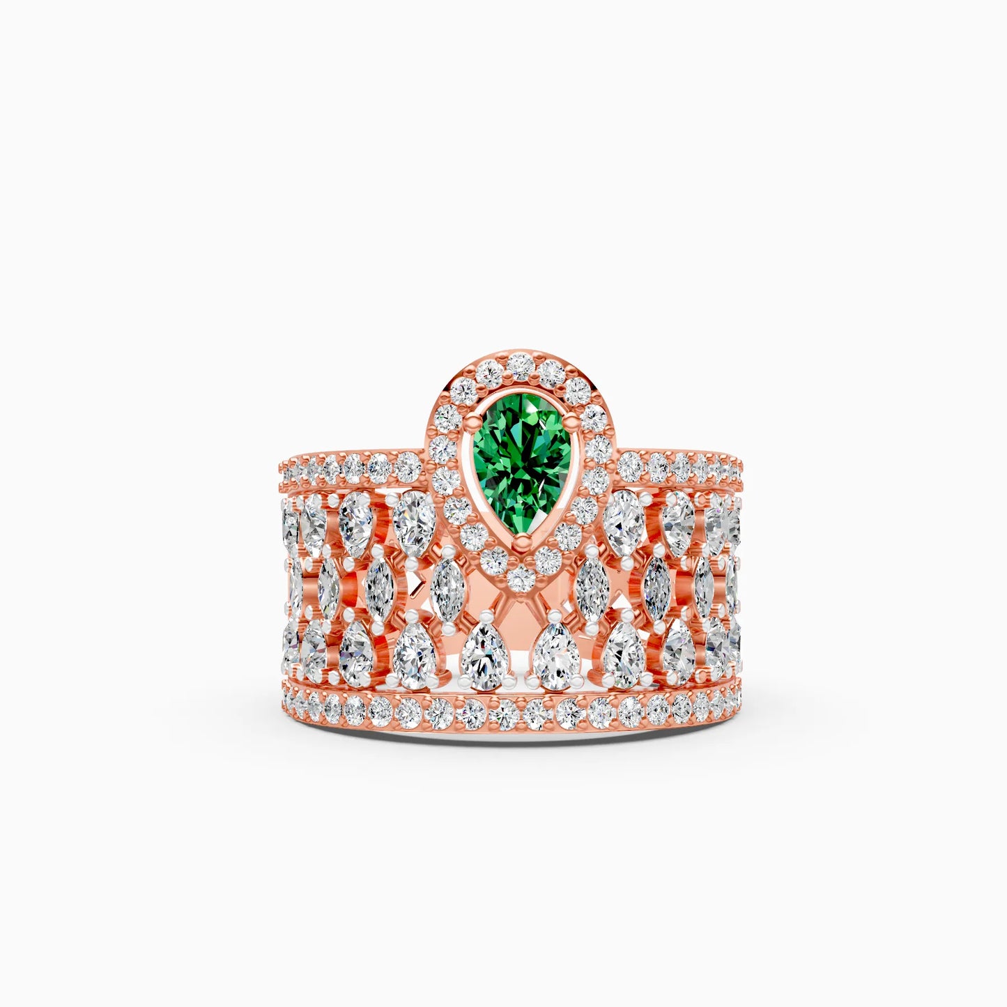 Pear Green Stone Lattice Ring
