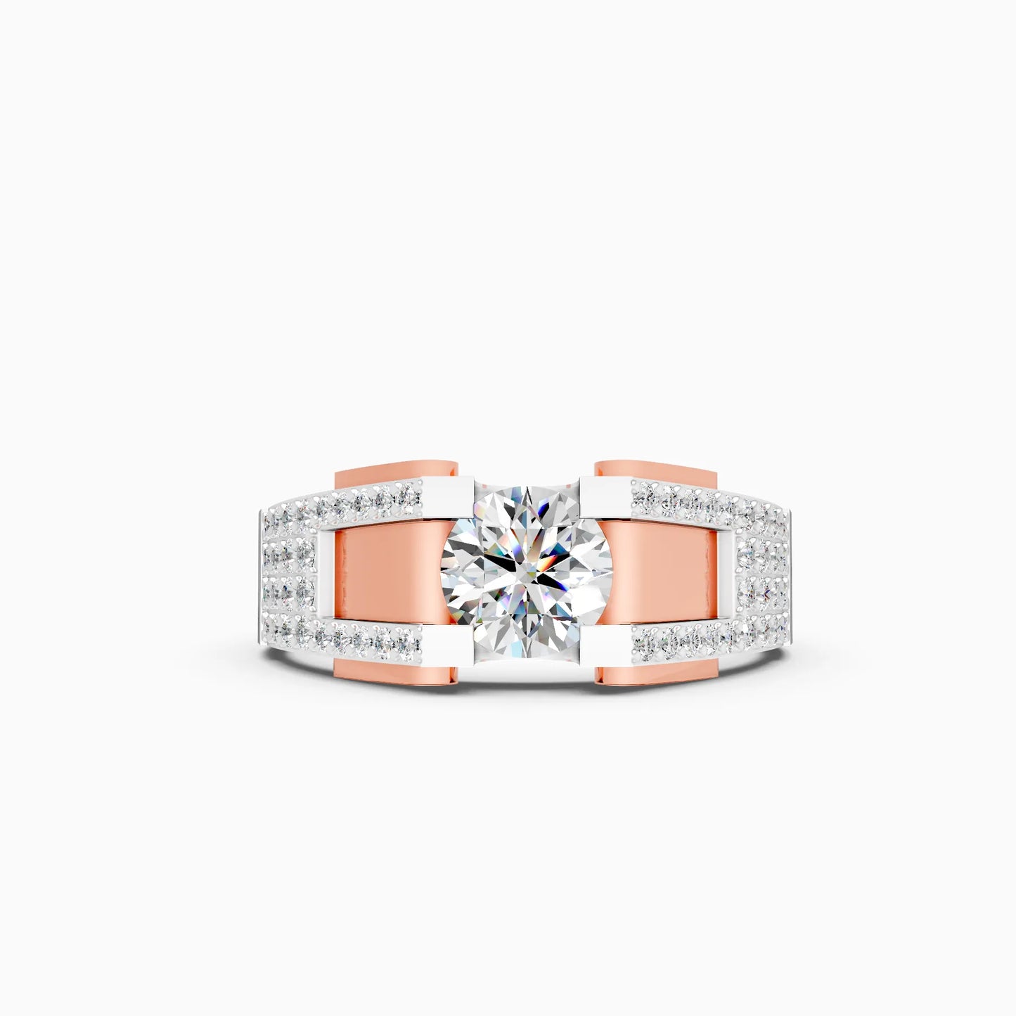 Two-Tone Geometric Band Ring