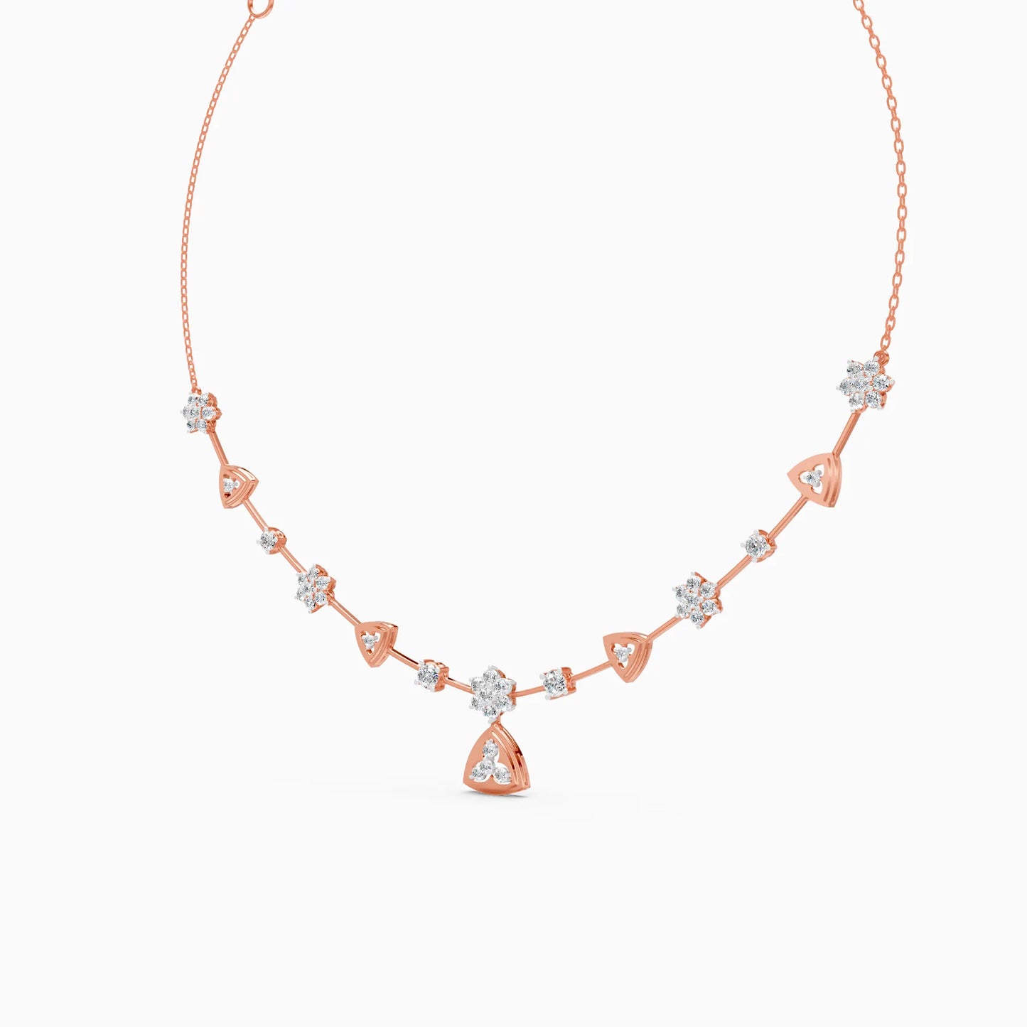 Floral Trillion Station Necklace