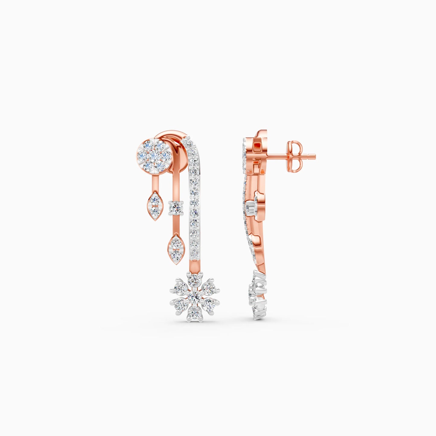 Diamond Cascade Snowflake Earrings