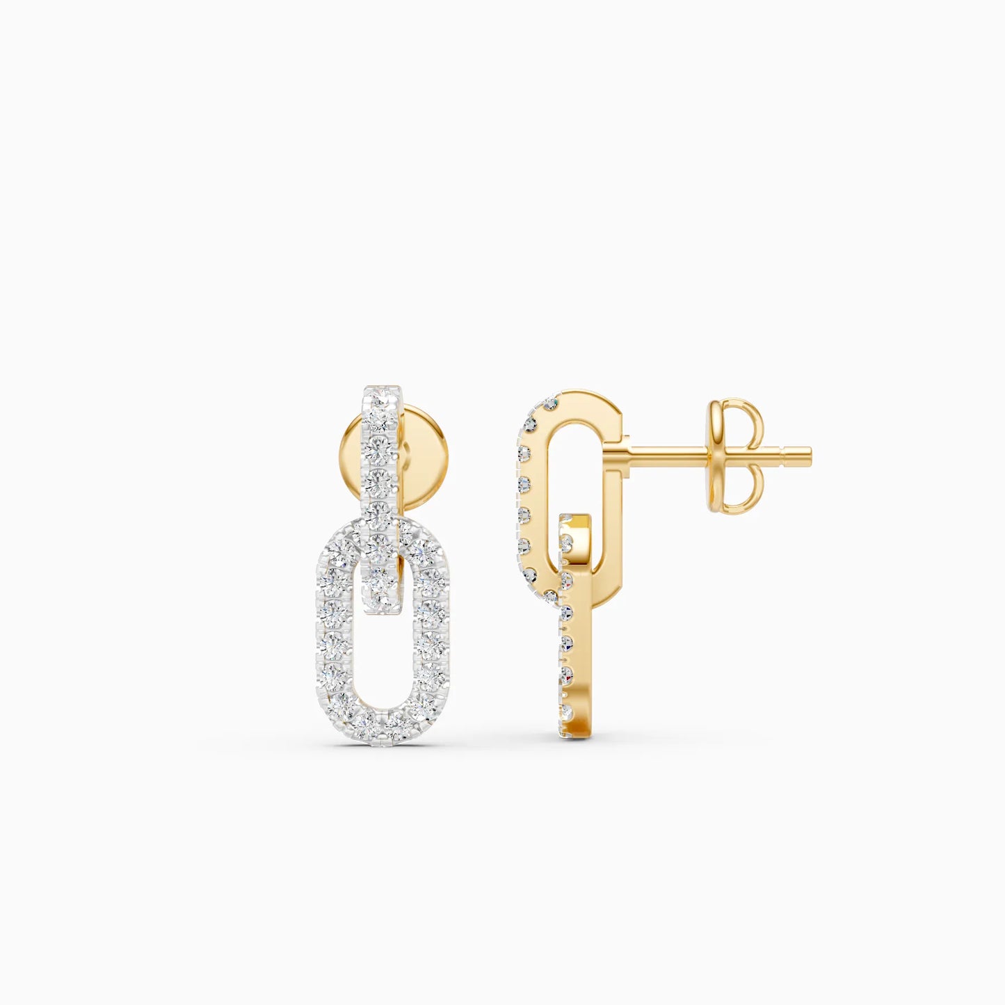 Pavé Diamond Chain Link Drop Earrings