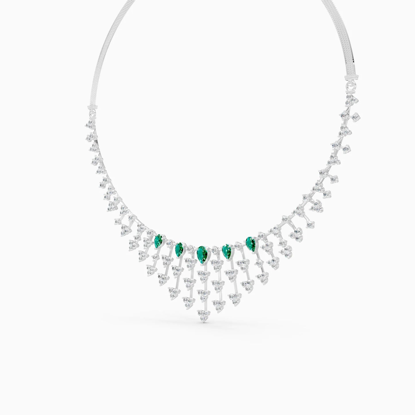 Pear Green Stone Fringe Necklace