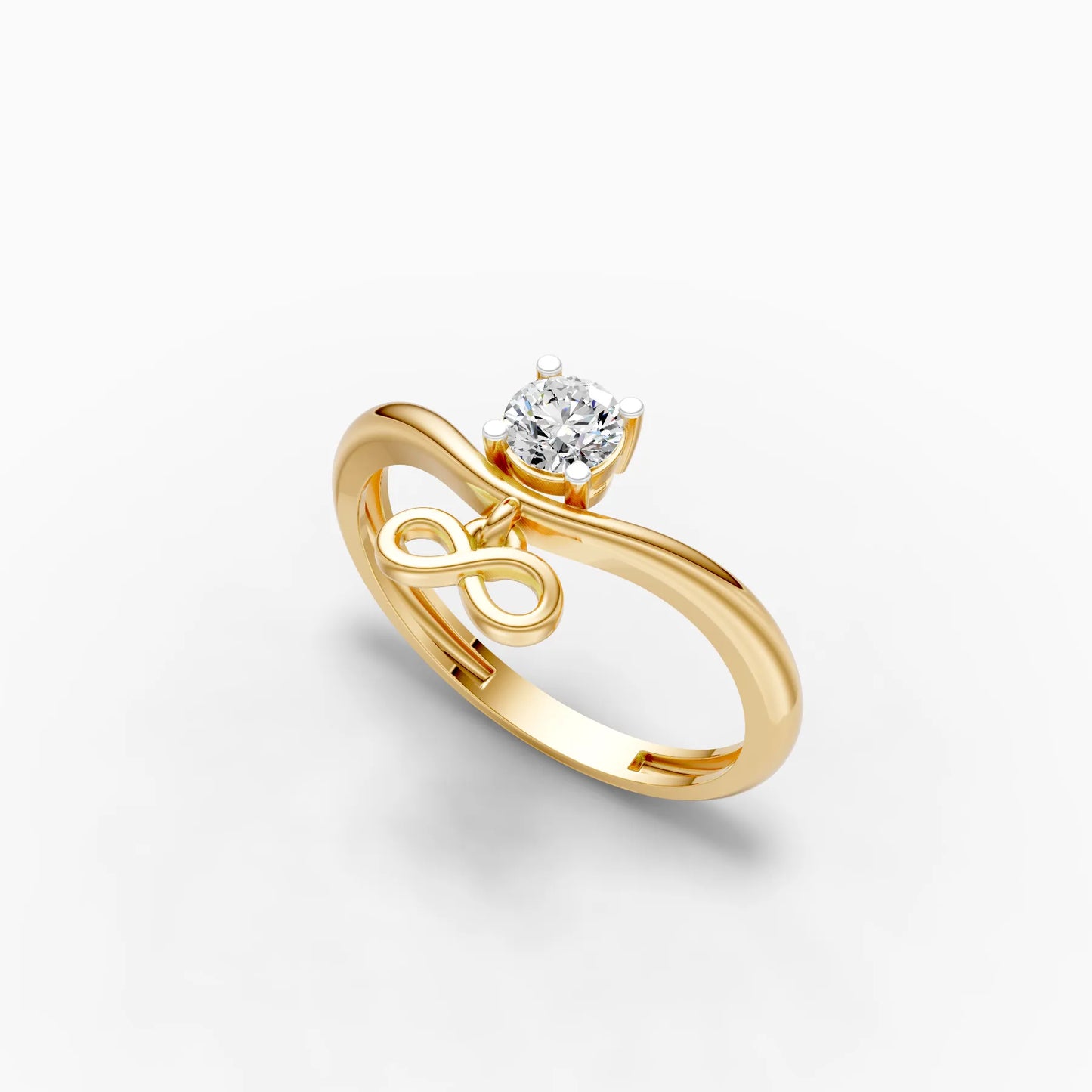 Diamond Solitaire Infinity Charm Ring