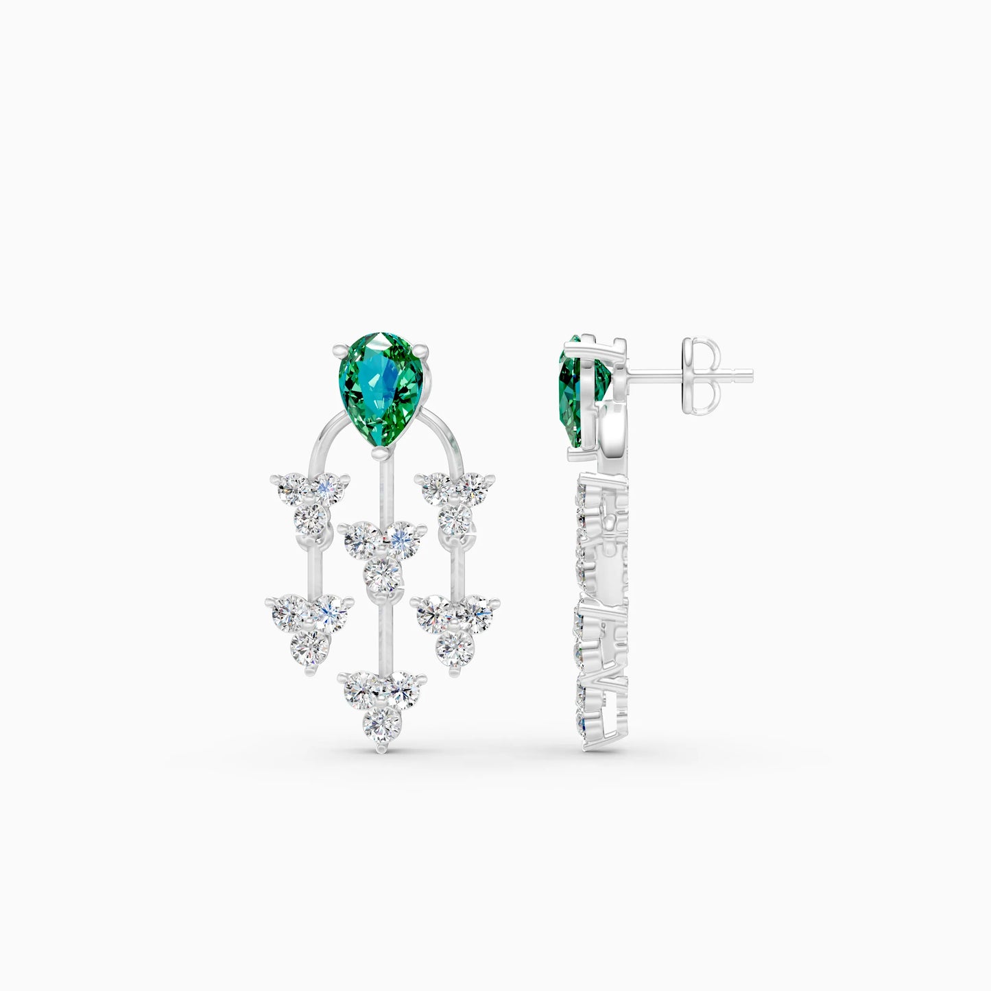 Pear Green Stone Chandelier Earrings