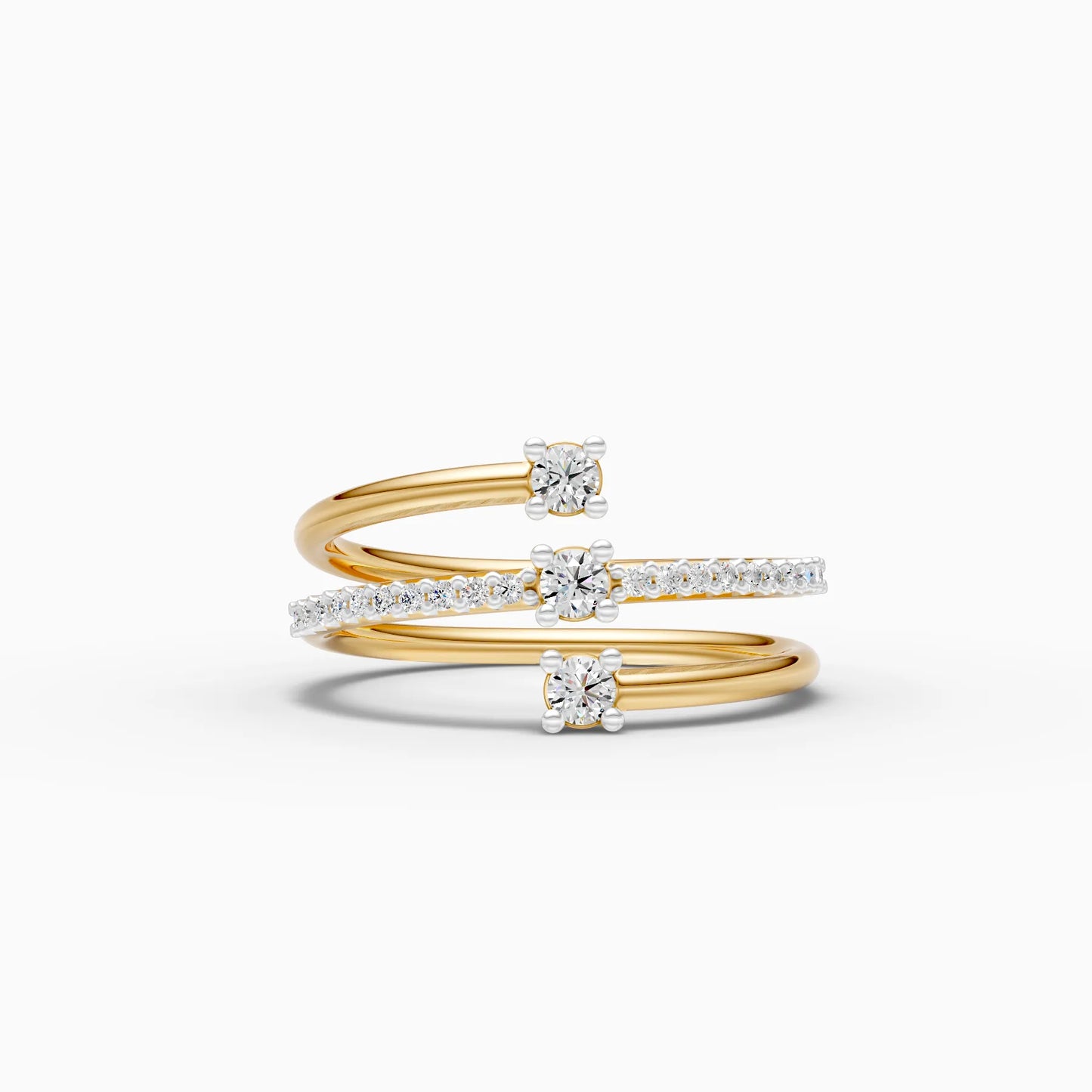 Triple Coil Spiral Diamond Wrap Ring