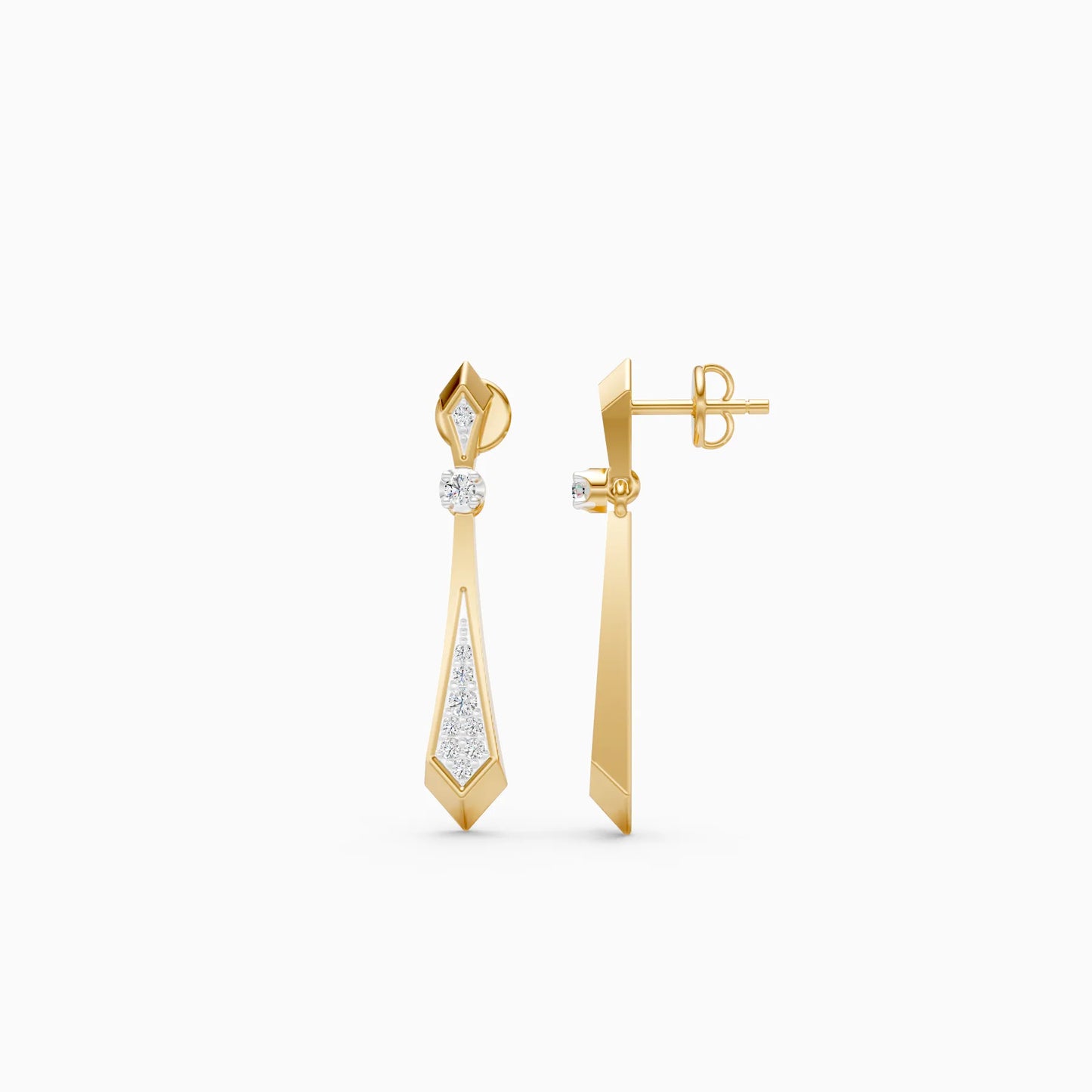 Geometric Diamond Drop Bar Earrings