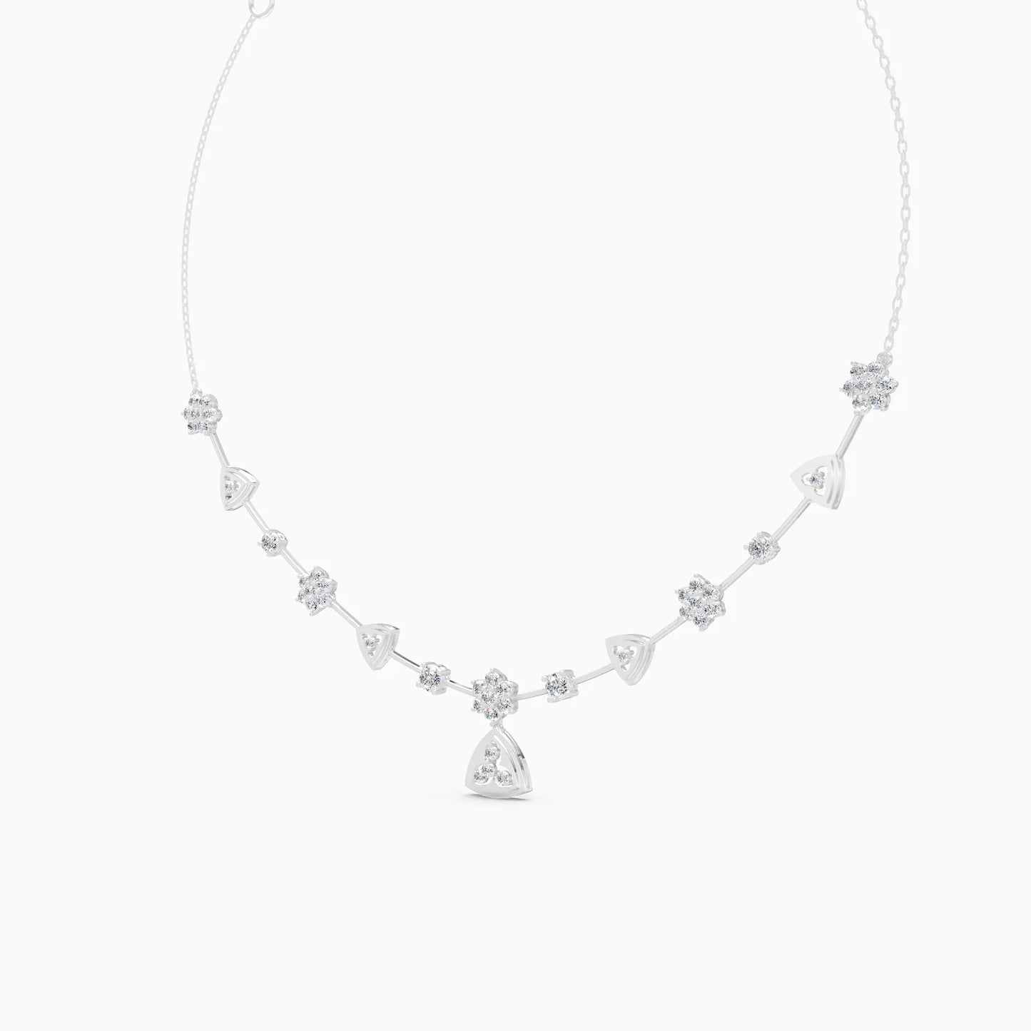 Floral Trillion Station Necklace