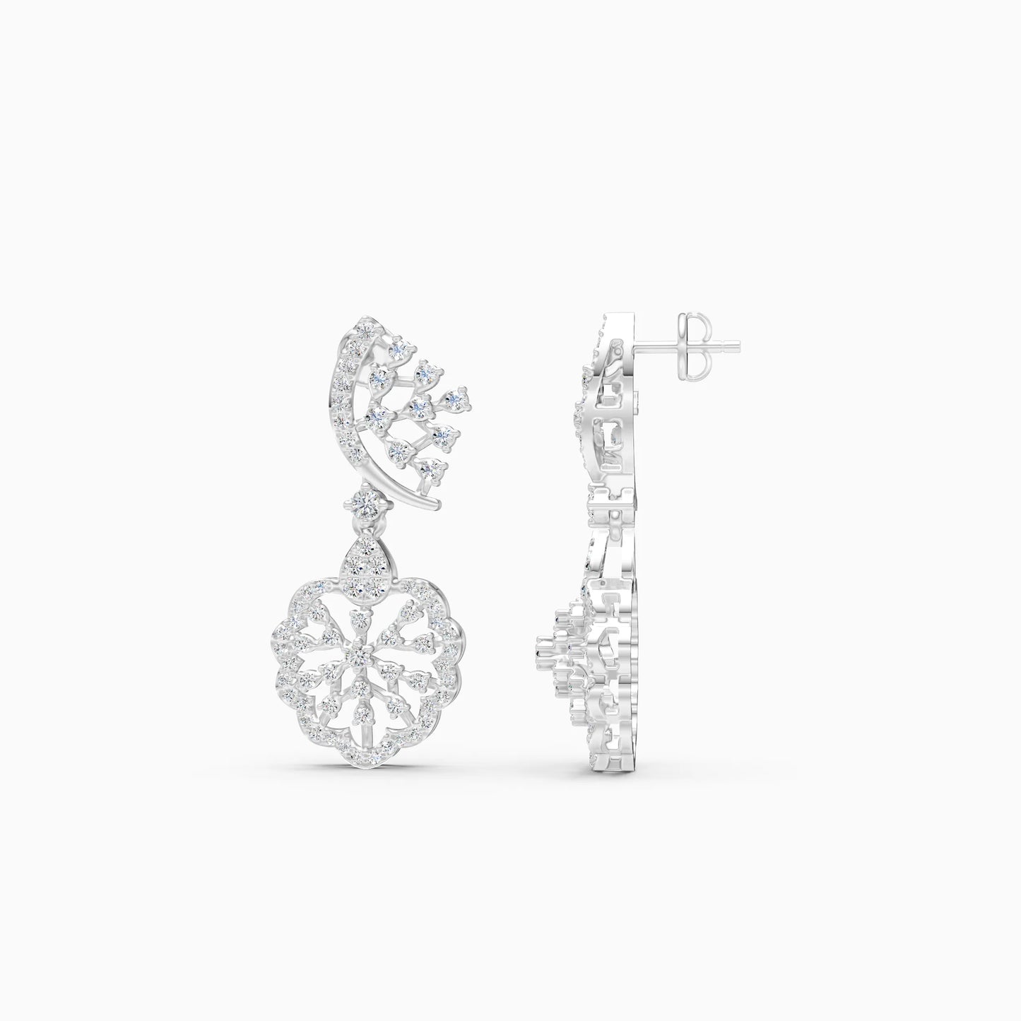 Diamond Rosette Drop Earrings