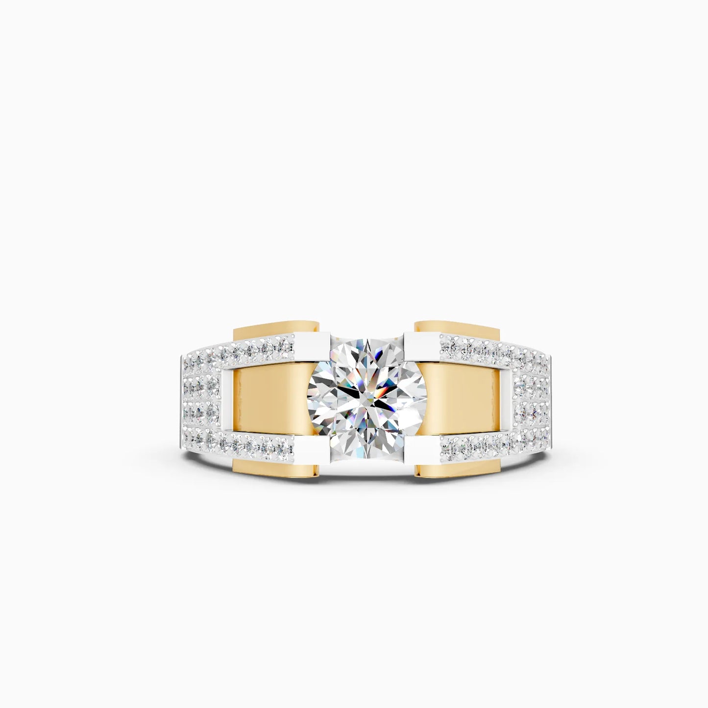 Two-Tone Geometric Band Ring