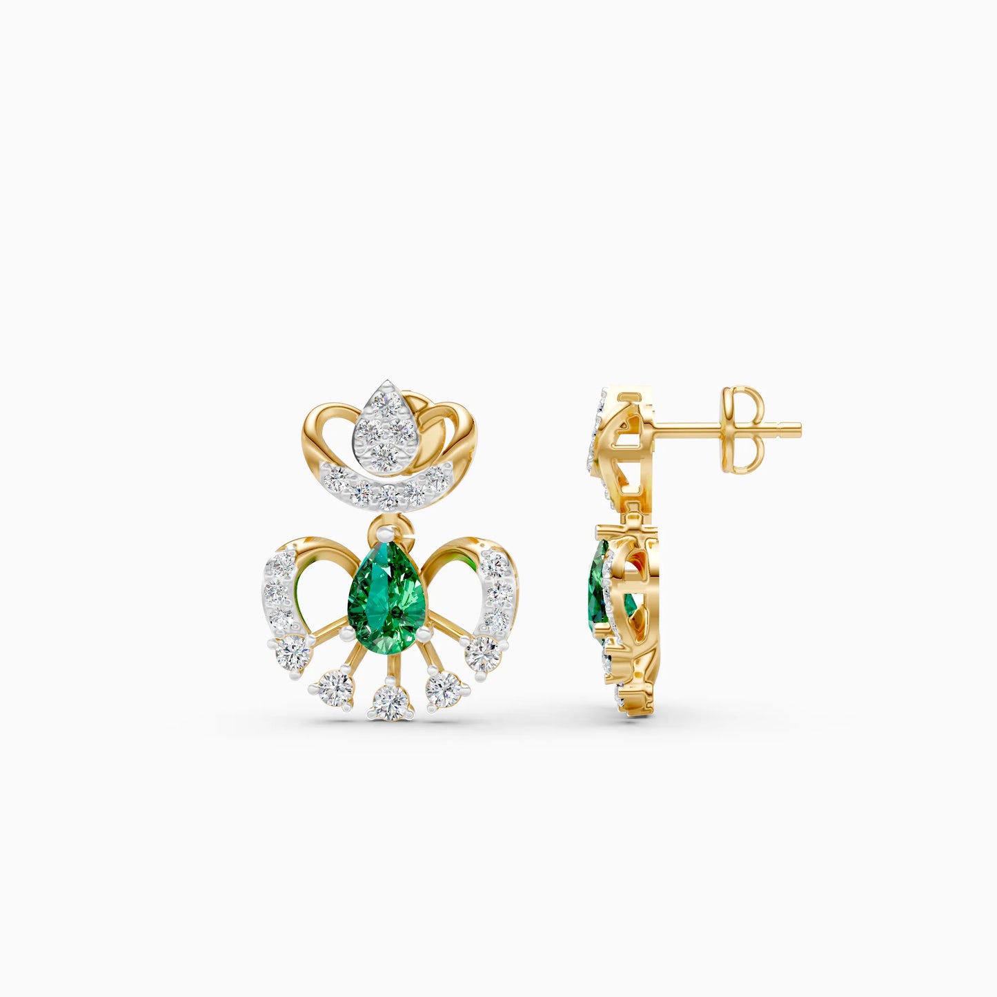 Pear Green Stone Fan Drop Earrings