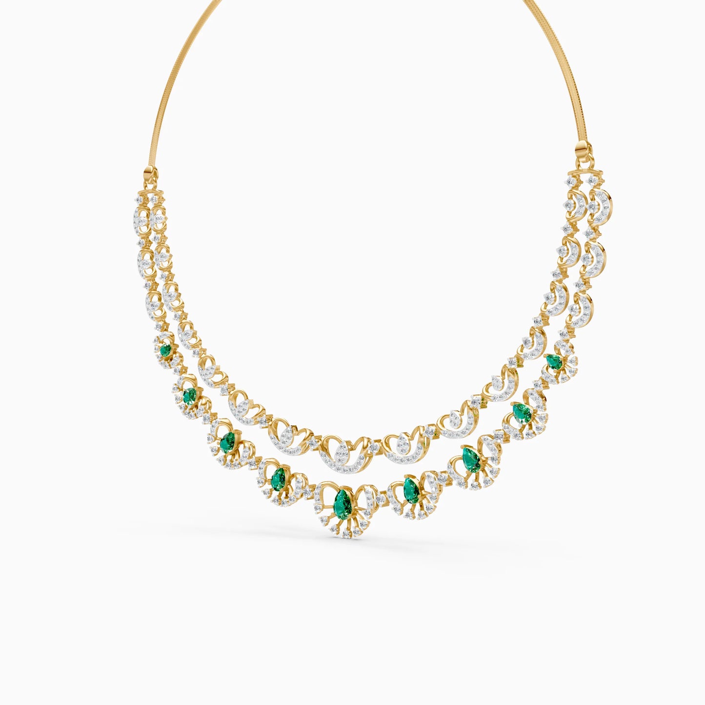 Pear Green Stone Scallop Necklace