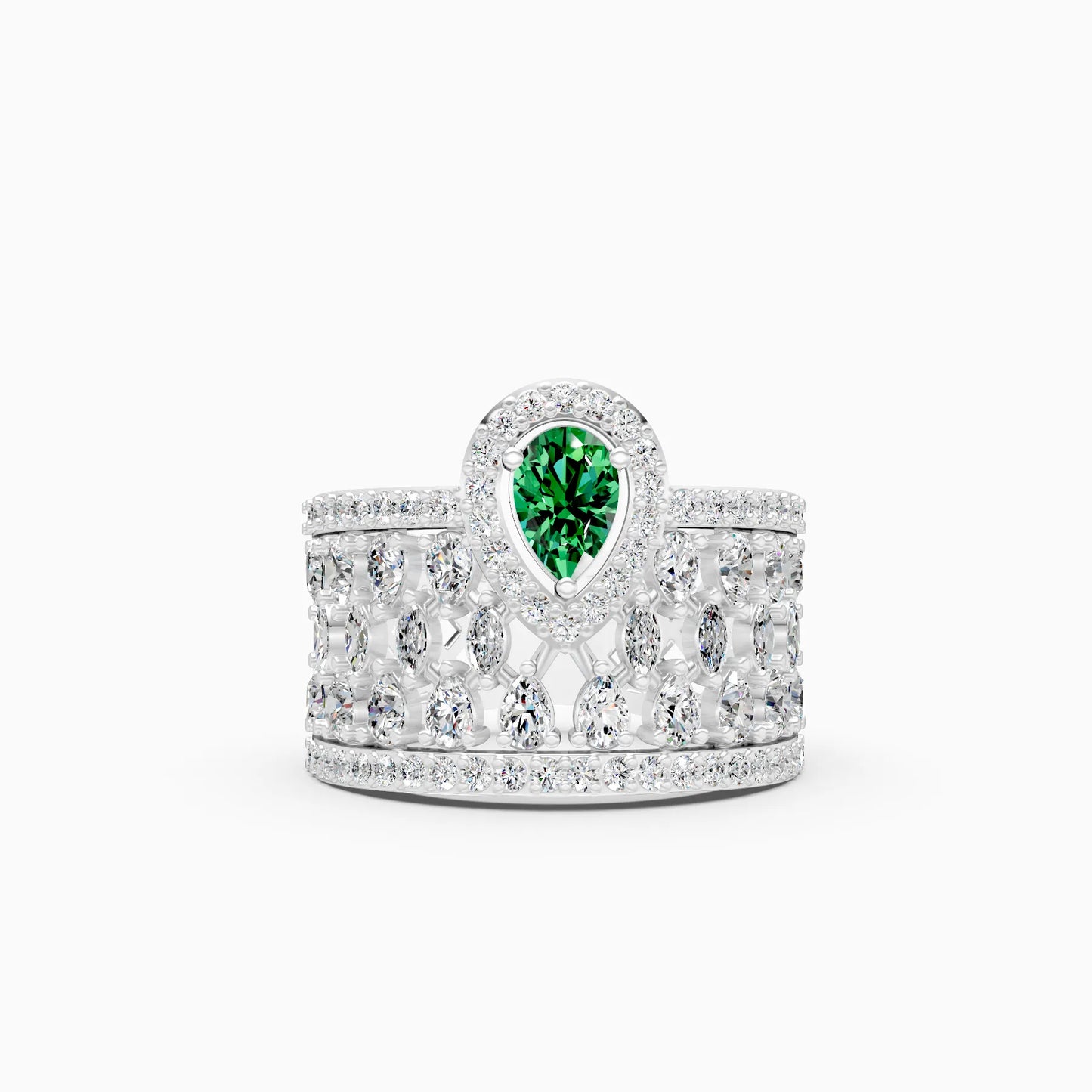 Pear Green Stone Lattice Ring
