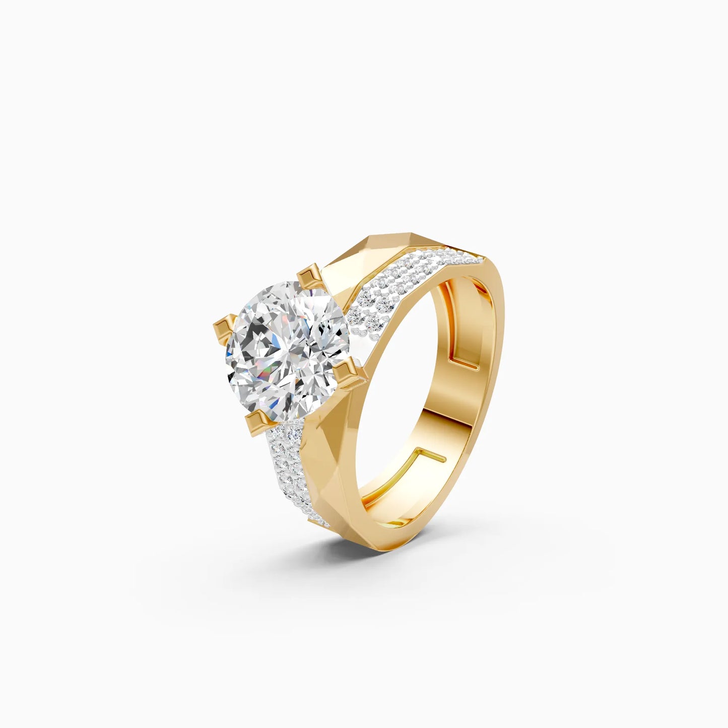 Round Faceted Solitaire Ring